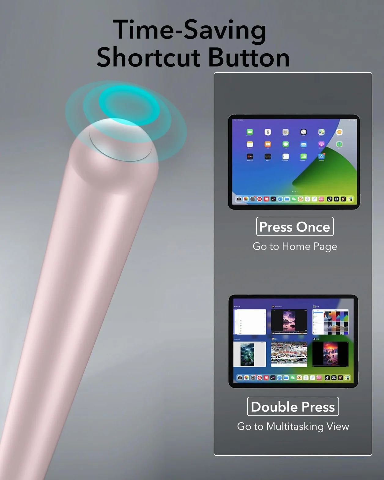 ESR Rysik do iPada, magnetyczny rysik 2. generacji do bezprzewodowego ładowania, z czułością nachylenia i odrzuceniem dłoni do Apple iPad Pro 12.9/11, iPad Air 5/4 i iPad mini 6, różowy