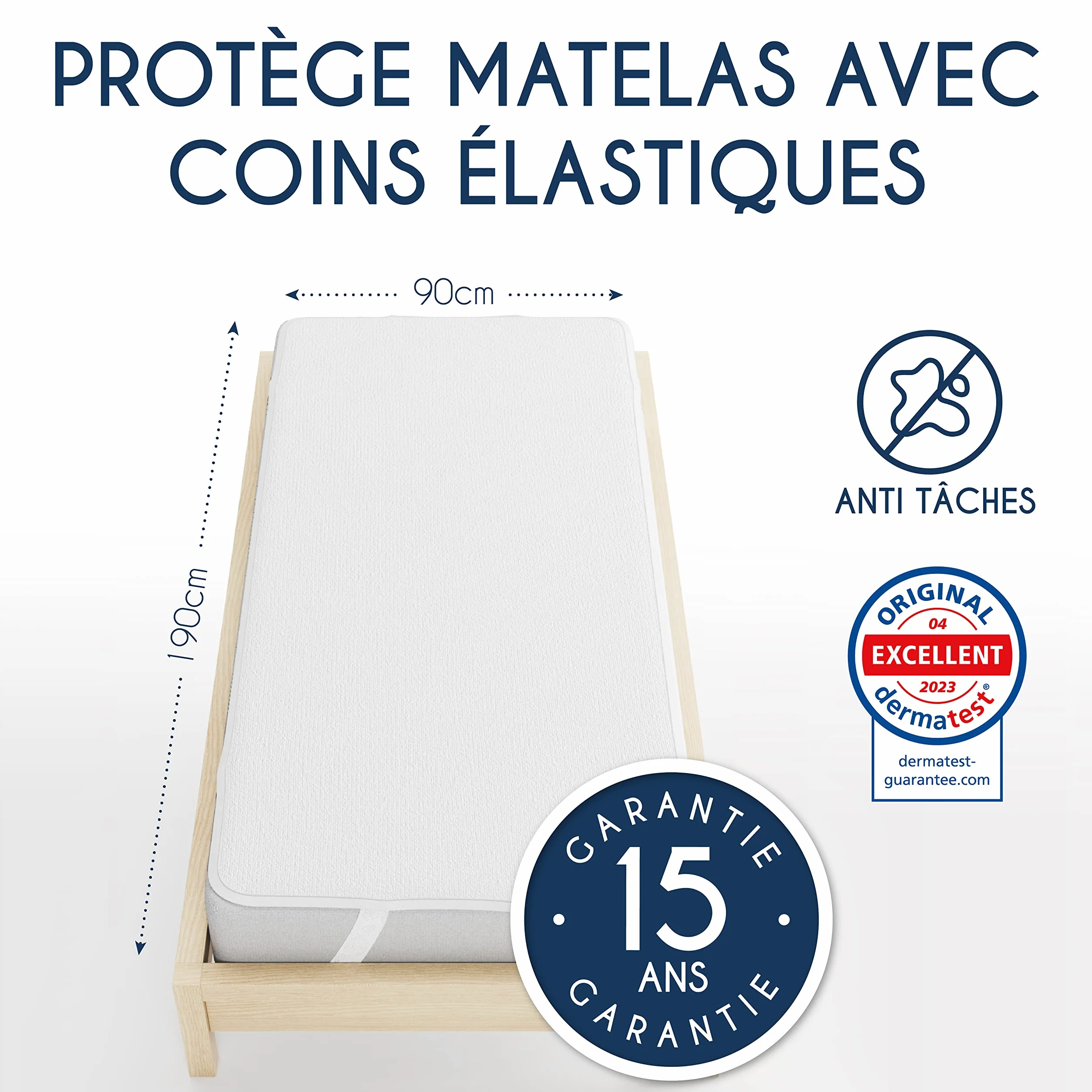 Dreamzie Protège Matelas 90x190 cm Imperméable Oeko TEX Coton Respirant 4 Coins Elastiques