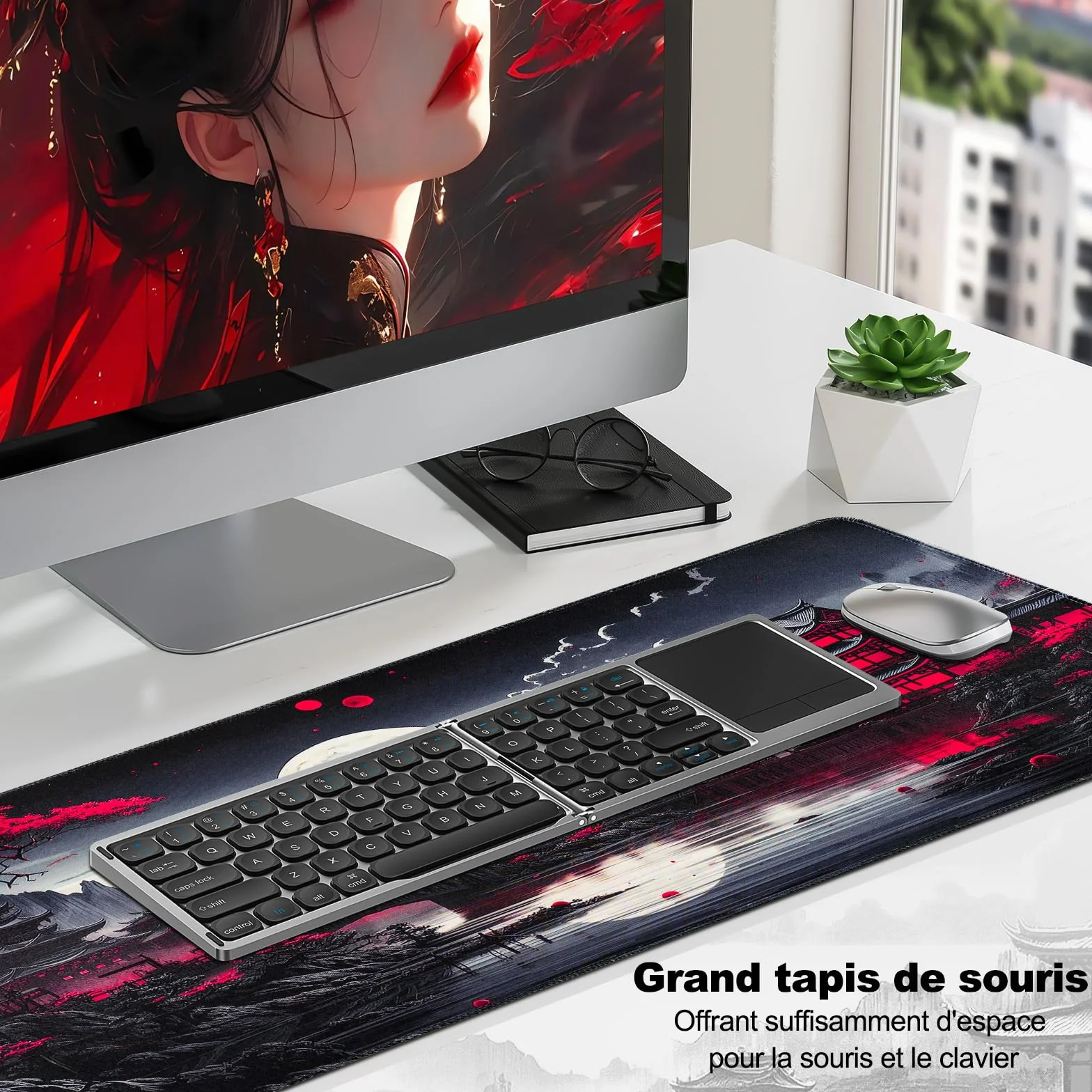Zindoo Tapis de Souris XXL Gamer 900 x 400mm Haute Précision Bords Cousus Base Antidérapante