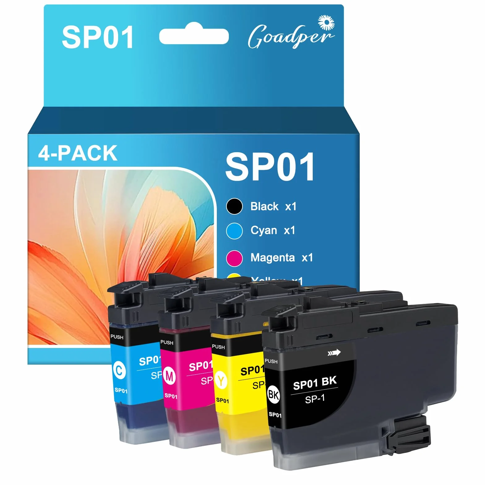 Cartouche d'encre Sublimation Compatible Brother SP1 SP01 SP-01 Noir Cyan Jaune Magenta