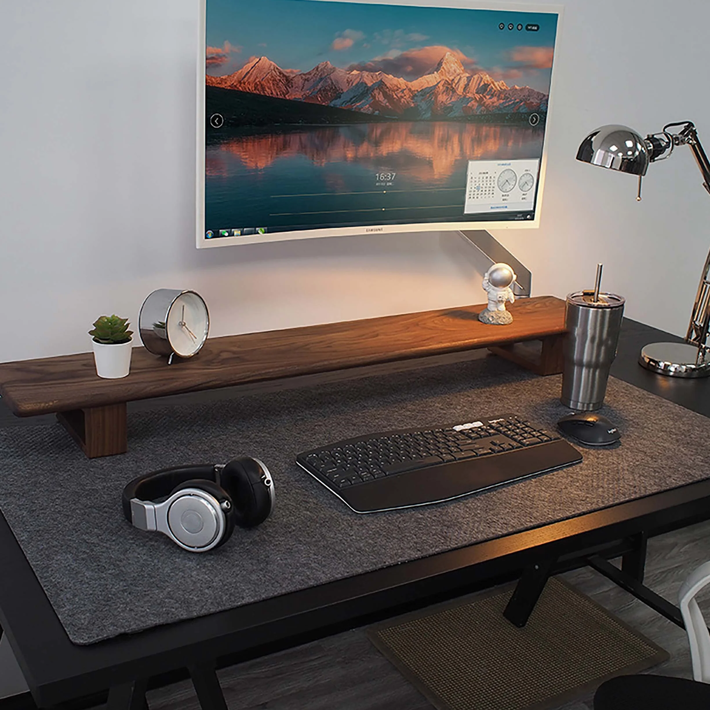 DAWNTREES Tapis de Bureau en Feutre Grand Tapis de Souris pour Clavier et Souris Gris foncé