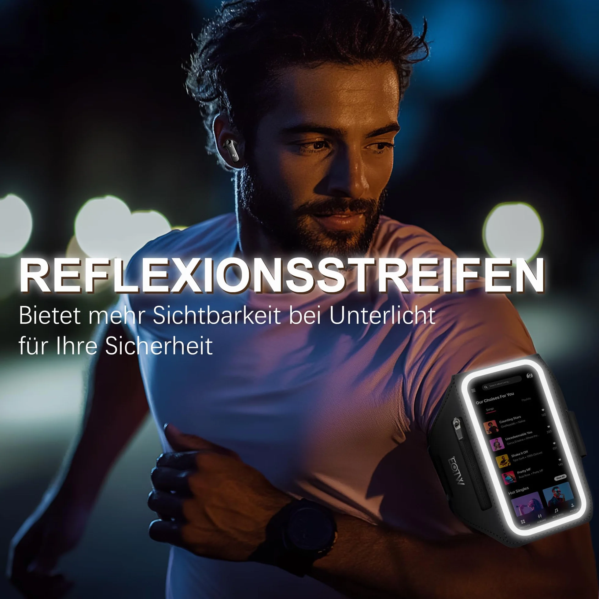 EOTW Joggen sportowa bransoletka – uchwyt na telefon komórkowy z etui Airpods do odtwarzacza MP3/iPhone 16/15/14/13 Pro Max Galaxy S24+/S23+/S22/S21 (6,0" ~ 6,7")