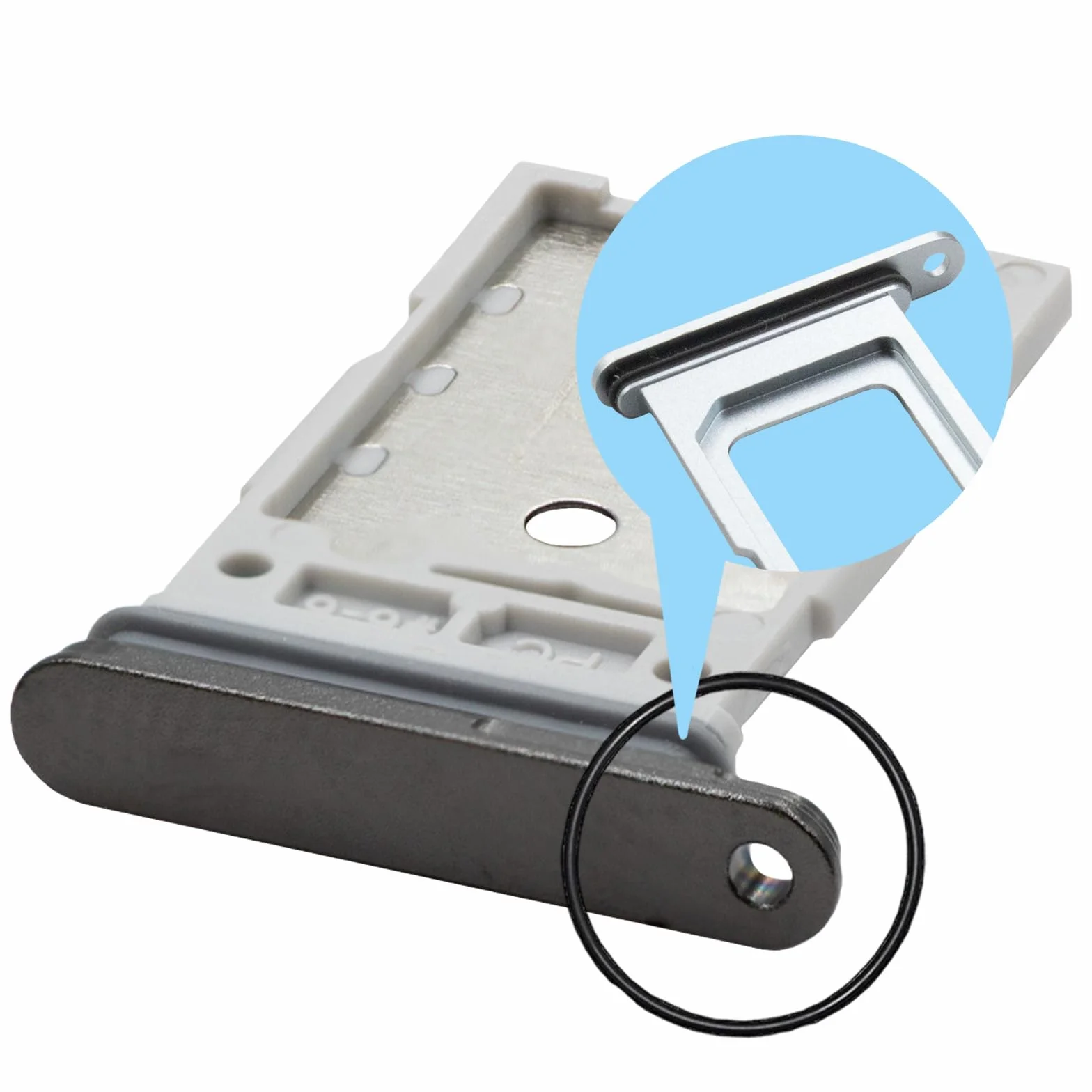 MMOBIEL Ramka do Karty Dual SIM Kompatybilny z Samsung Galaxy S24 Ultra - Tacka Karty Dual SIM - SIM Card Holder Replacement - Z Pinezką SIM i Wodoodporny Gumowy Pierścień - Czarny