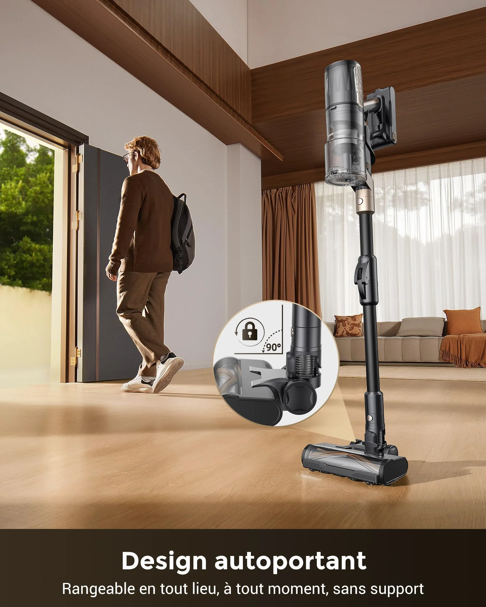 Proscenic P20 Aspirateur Balai sans Fil,70Kpa/680W/70Min Aspirateur Laveur avec Nettoyage de Sol,Aspirateur Pliable sans Fil Puissant,Autoportante,Brosse Anti-Enmêlement pour Tapis,Poils Animaux,Voit