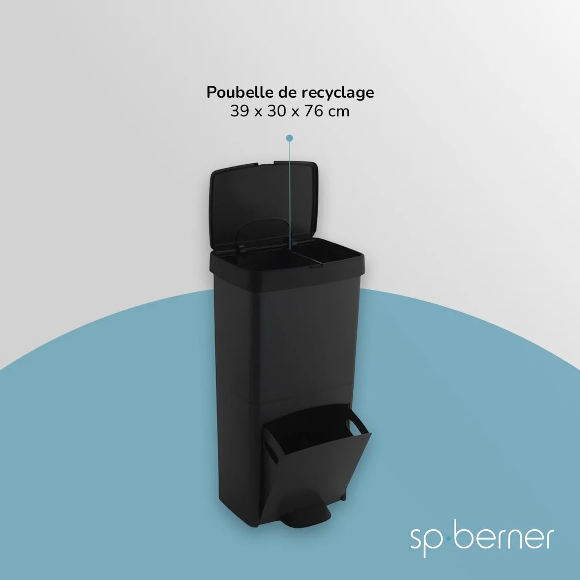 Poubelle de recyclage 70 L avec pédale 3 compartiments Gris anthracite
