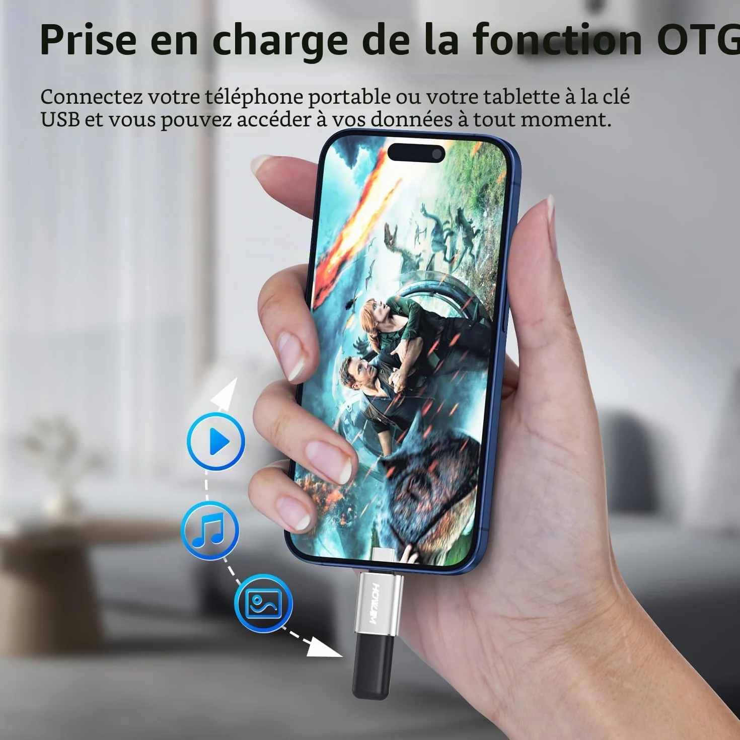 Adaptateur USB C vers USB Lot de 2, Charge Rapide 100W, 10Gbps USB 3.2 Femelle vers Type-C Mâle OTG Noir