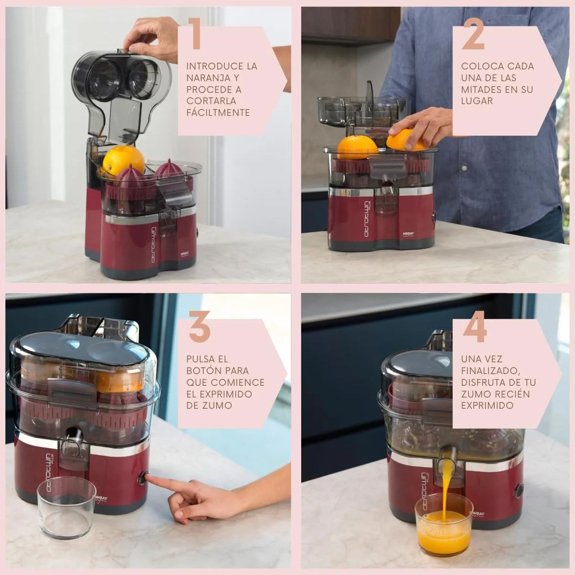 Presse Agrume Electrique Extracteur de Jus d`Orange Fruits et Légumes Double Tete Machine Automatique Orange Agrumes Robot de Cuisine Compact Stable Rapide Anti Eclaboussures 1000w