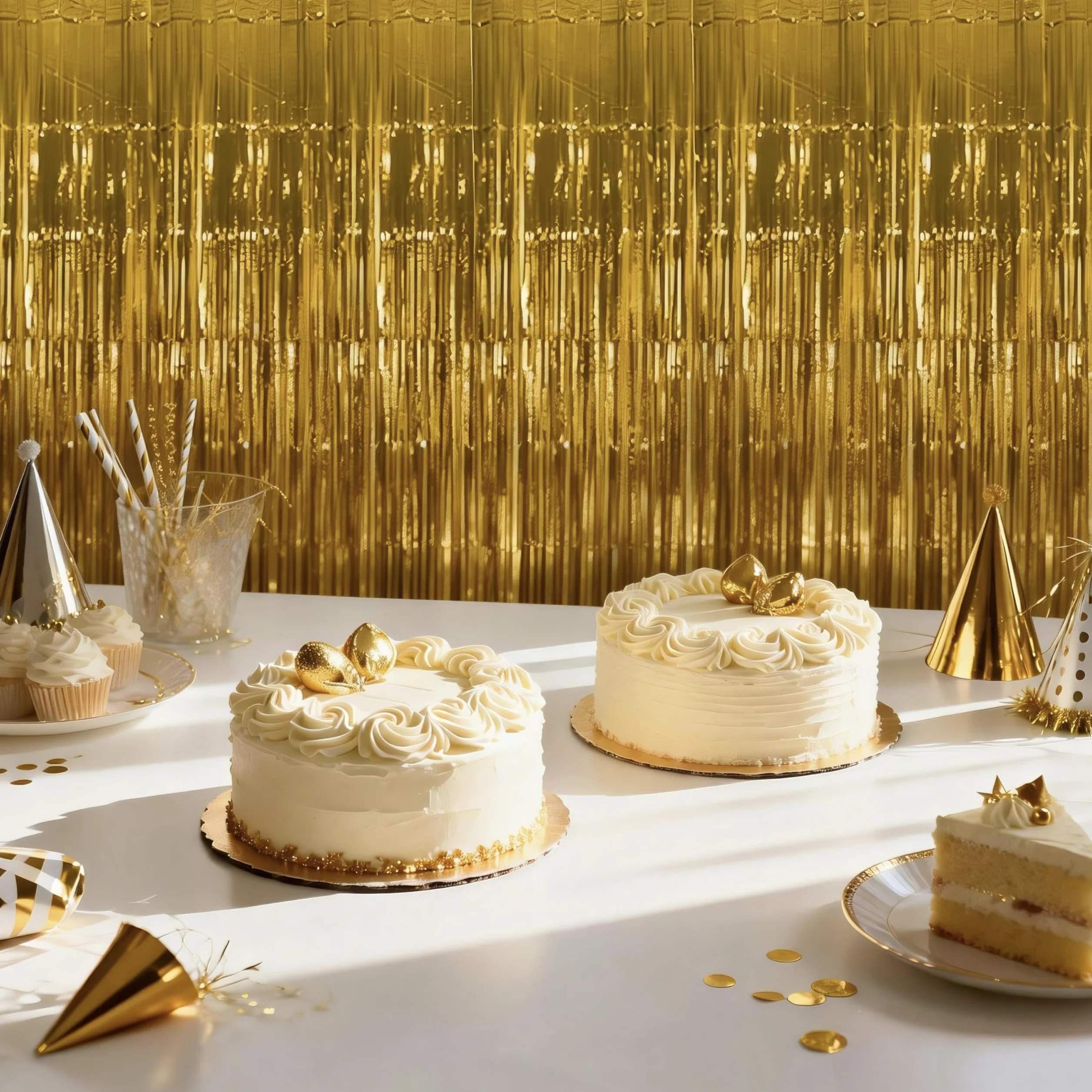 Rideau Métallique Doré 1m x 2m 6 Pièces pour Fête Anniversaire Mariage