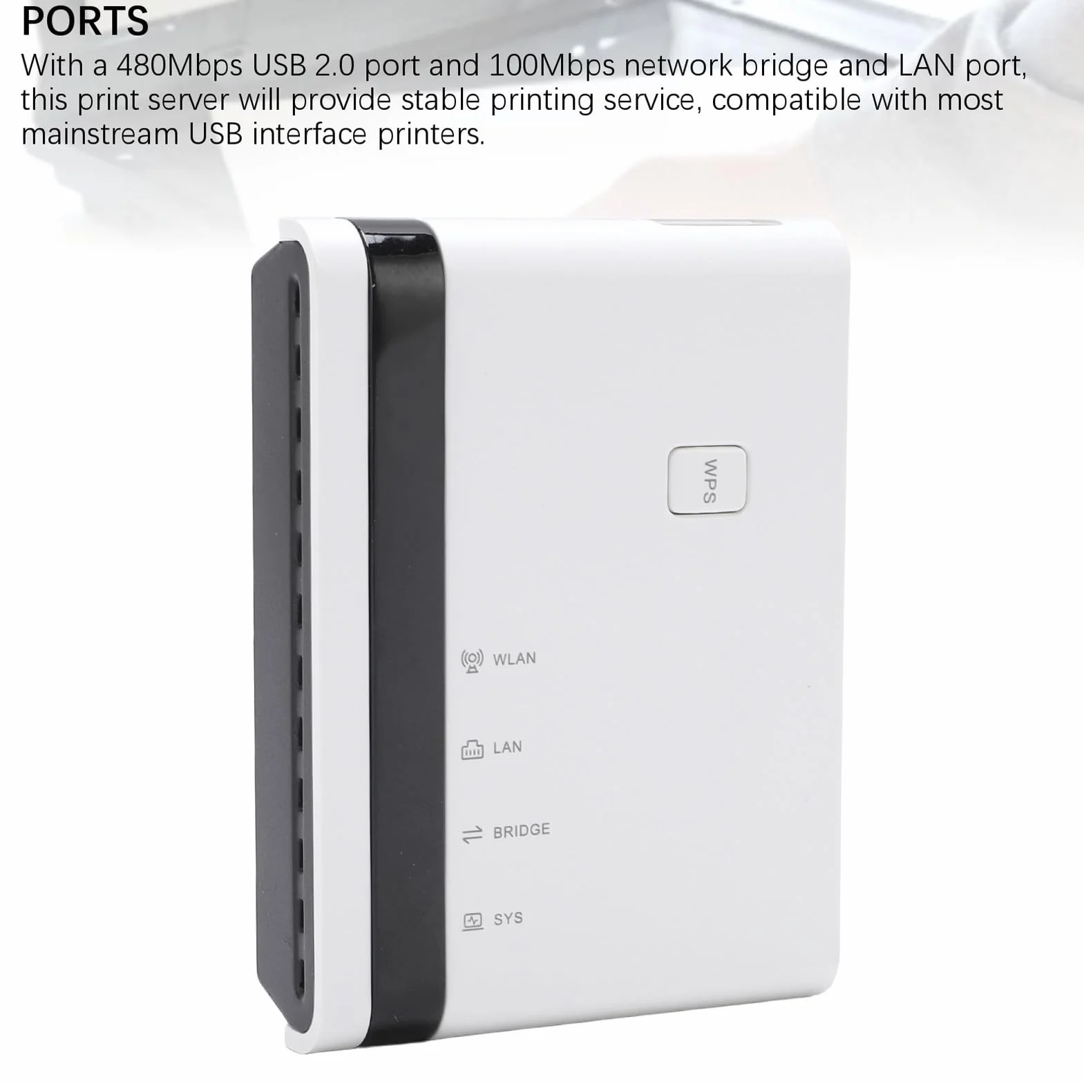 Serveur d'impression sans Fil 10/100 Mbps LAN Bridge USB 2.0 Adaptateur Prise UE