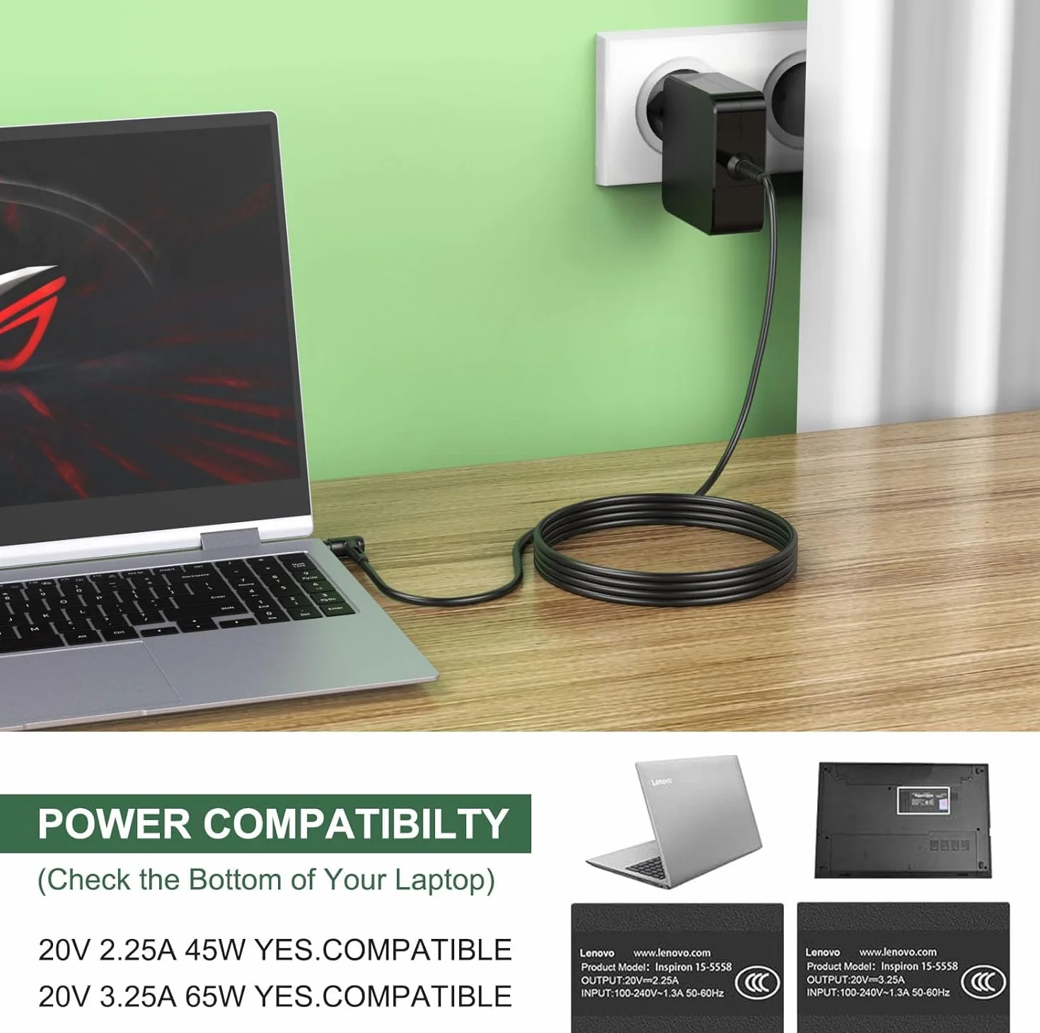 Chargeur Ordinateur Lenovo ideapad 65W 20V 3.25A Adaptateur Portable PC