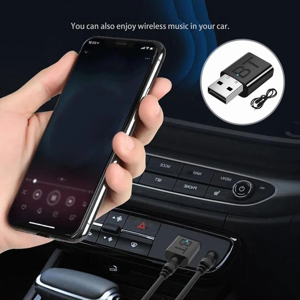 Odbiornik nadajnika USB Bluetooth 5.0, mini adapter audio, USB Bluetooth Bluetooth nadajnik odbiornik 5.0 samochód