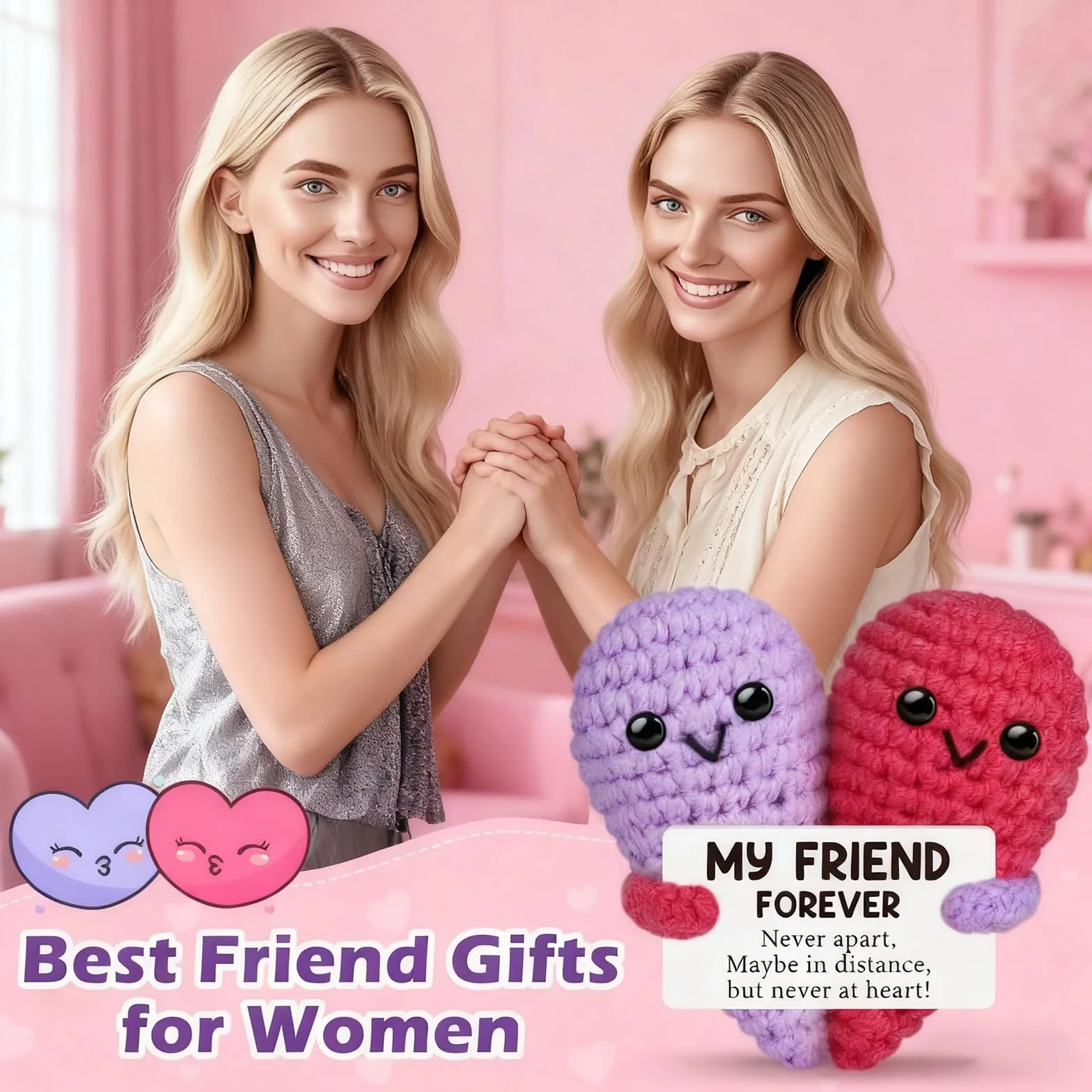 Cadeau Meilleur ami Deko Coeurs Câlin de Poche Crochet Positif Support émotionnel Cadeaux Noël