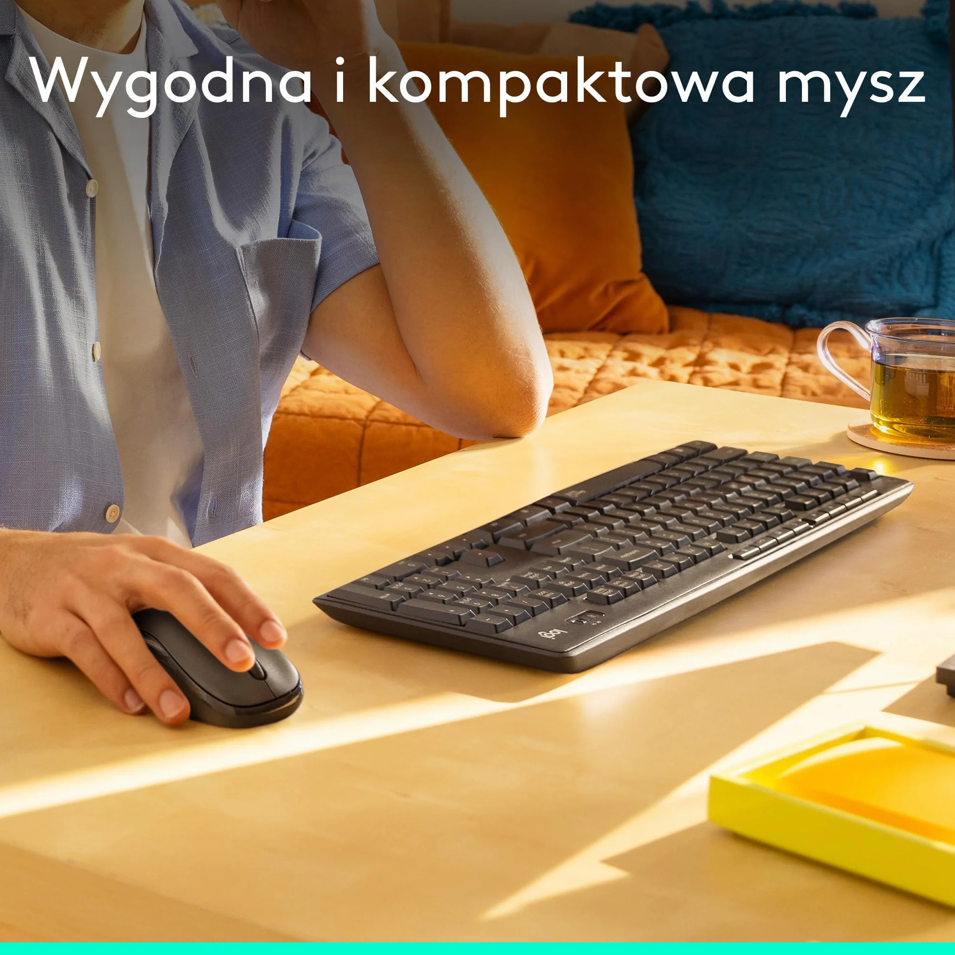 Logitech MK295 Silent, zestaw myszy i klawiatury z technologią SilentTouch, pełną klawiaturą num., zaaw. czujnikiem opt., łącznością bezprzew. bez opóźnień, 90% cichszą pracą, QWERTY US Intl - Szary