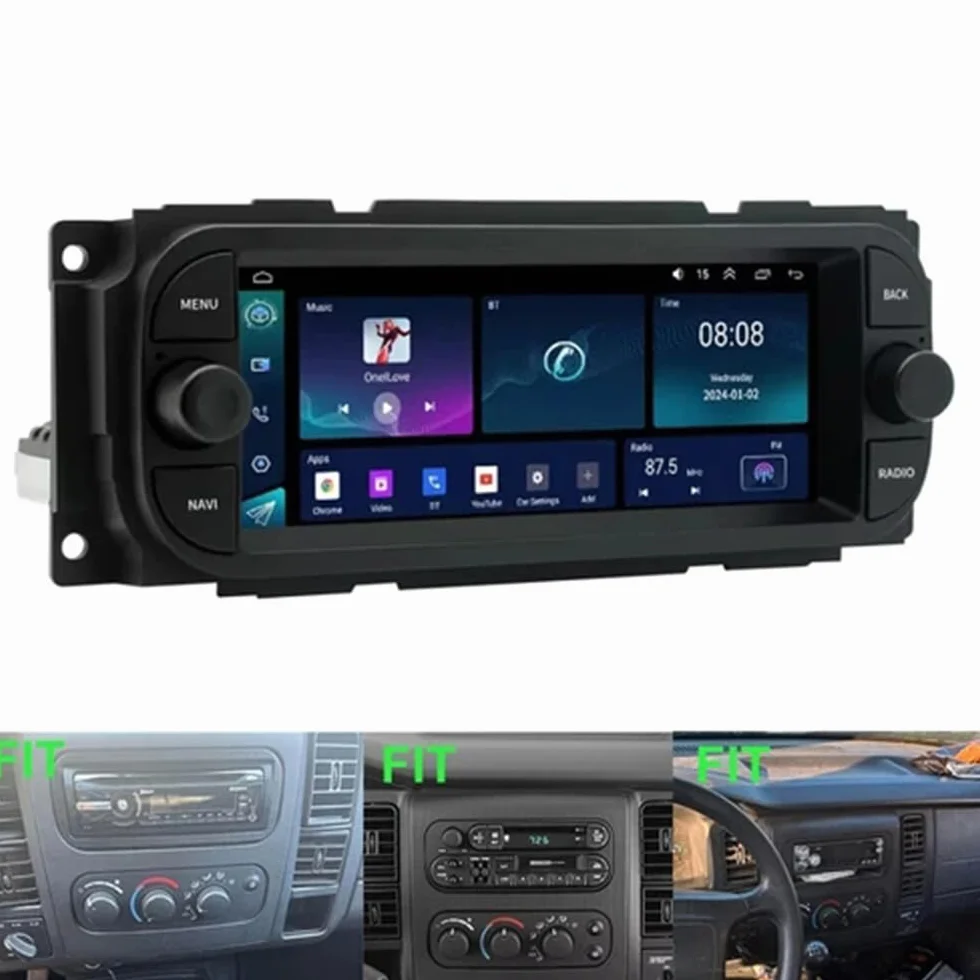 Radio samochodowe z systemem Android 14 do Jeep Liberty 2001-2007, ekran dotykowy 6,86" 2 DIN, radio samochodowe DAB Bluetooth z bezprzewodowym ekranem Carplay z systemem Android, kamera cofania WiFi