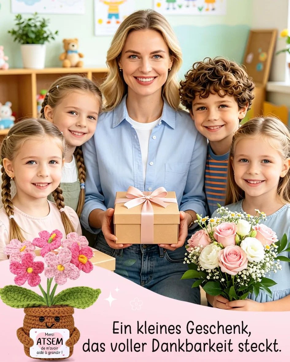 Leboria Cadeau Atsem Maternelle Fleurs Crocheted Pot Souriant Fin d'Année Enseignants