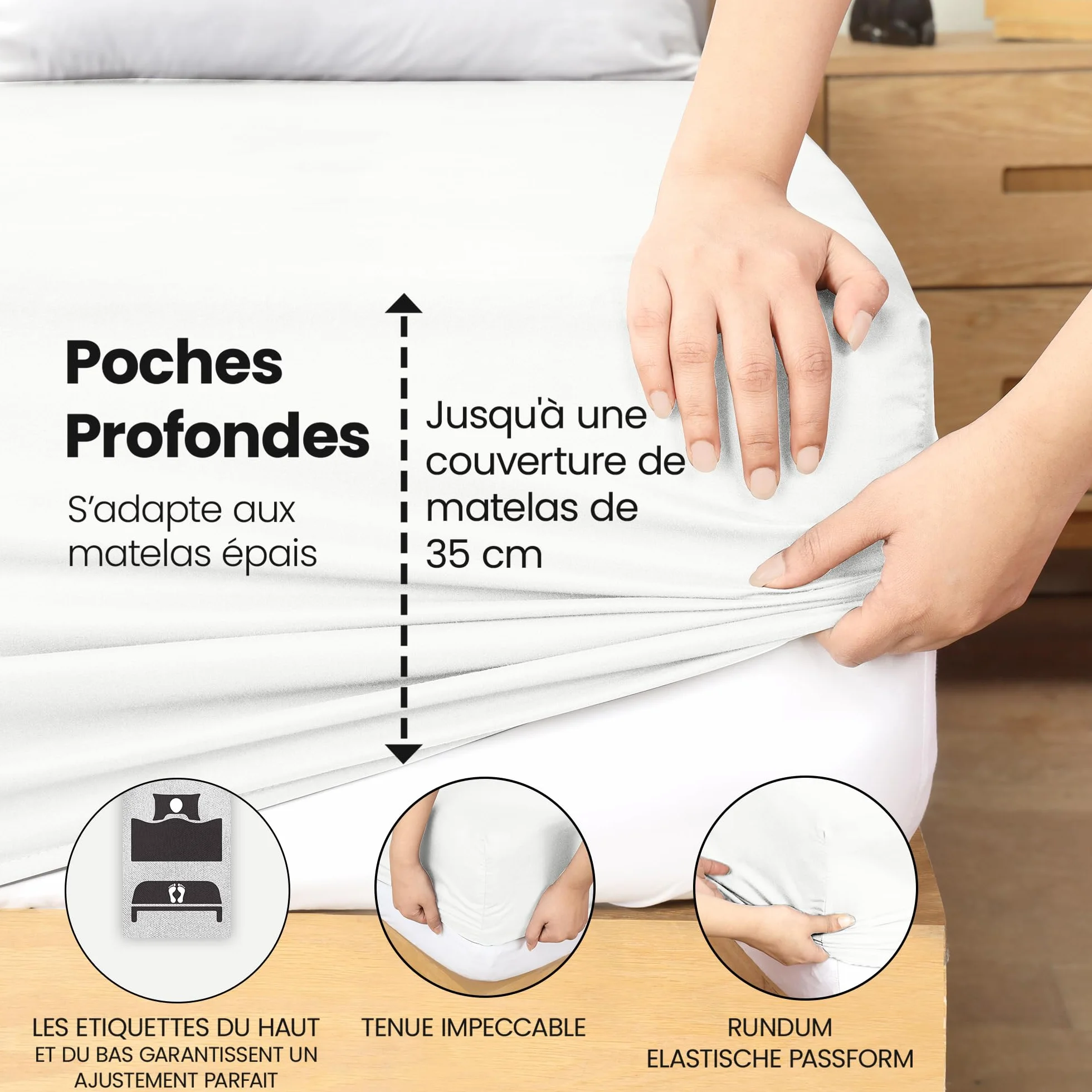 Utopia Bedding Drap Housse 140x200 cm 35 cm Microfibre brossée