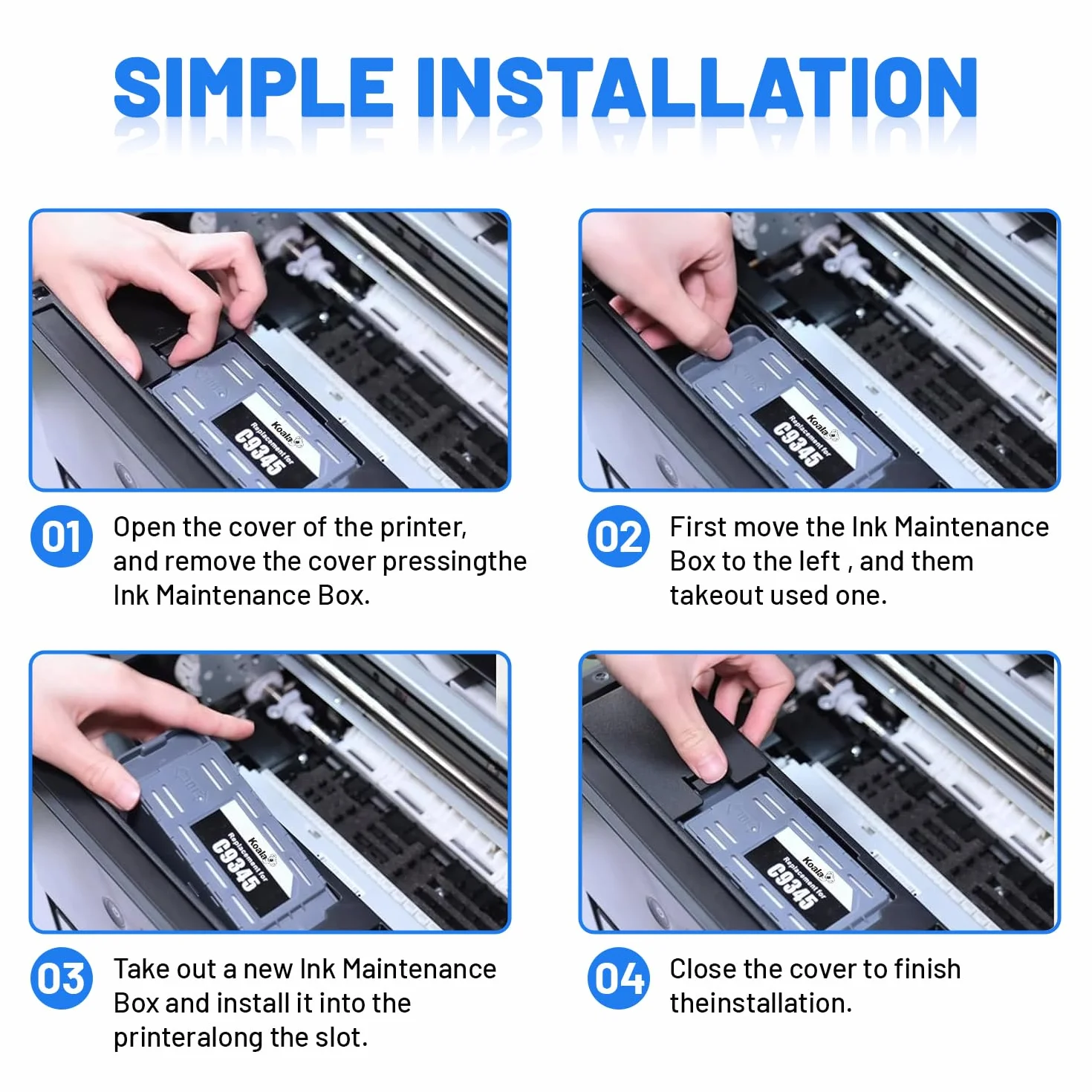 Koala C9345 Boîte de Maintenance Compatible Epson Workforce Pro WF-7820 WF-7830 WF-7840 WF-7845 ET-5800 ET-5850 ET-5880 ET-16600 ET-16650 L1515 Réservoir d'encre résiduelle