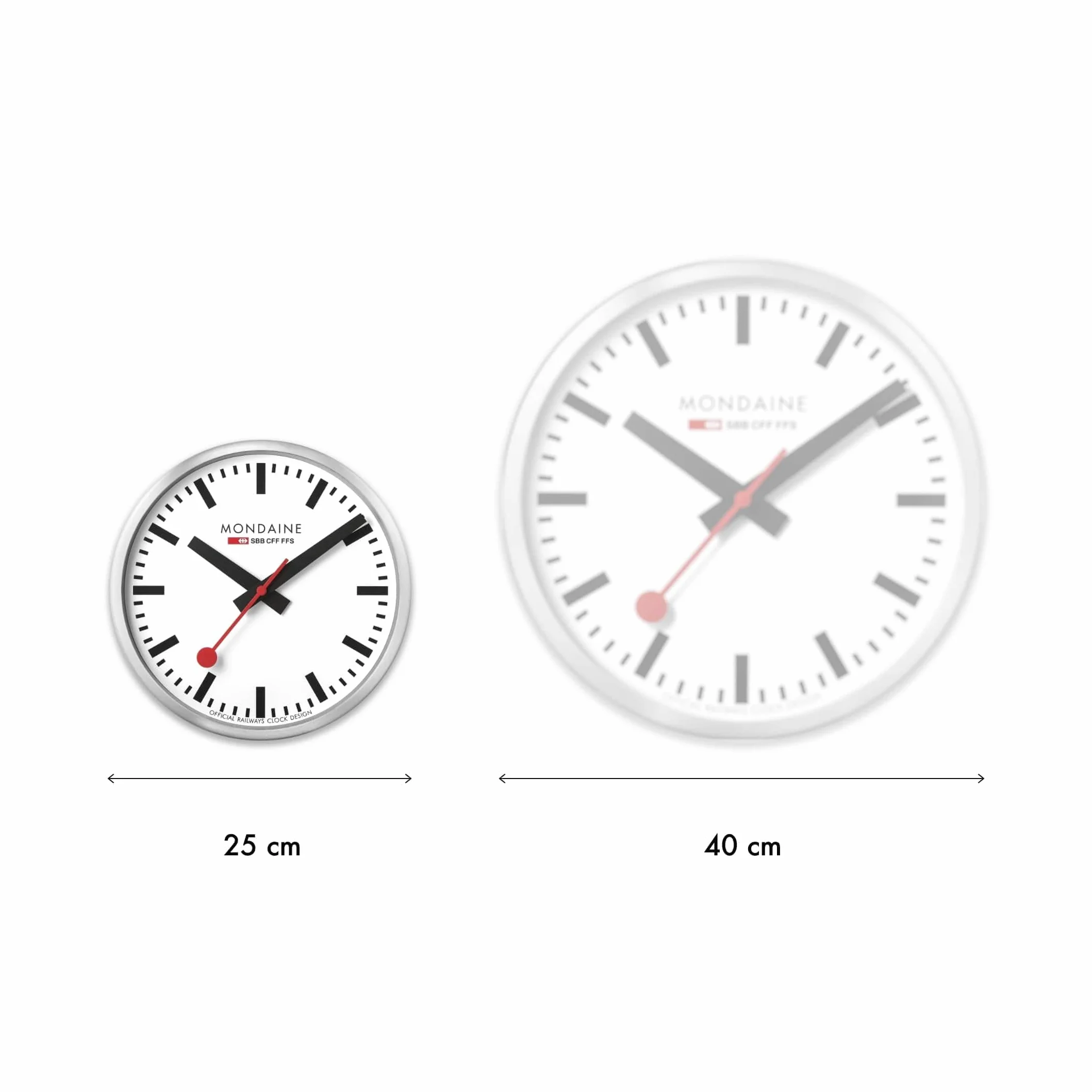 Mondaine Horloge de Gare Suisse Officielle 25 cm Quartz Aluminium Noir Verre minéral trempé