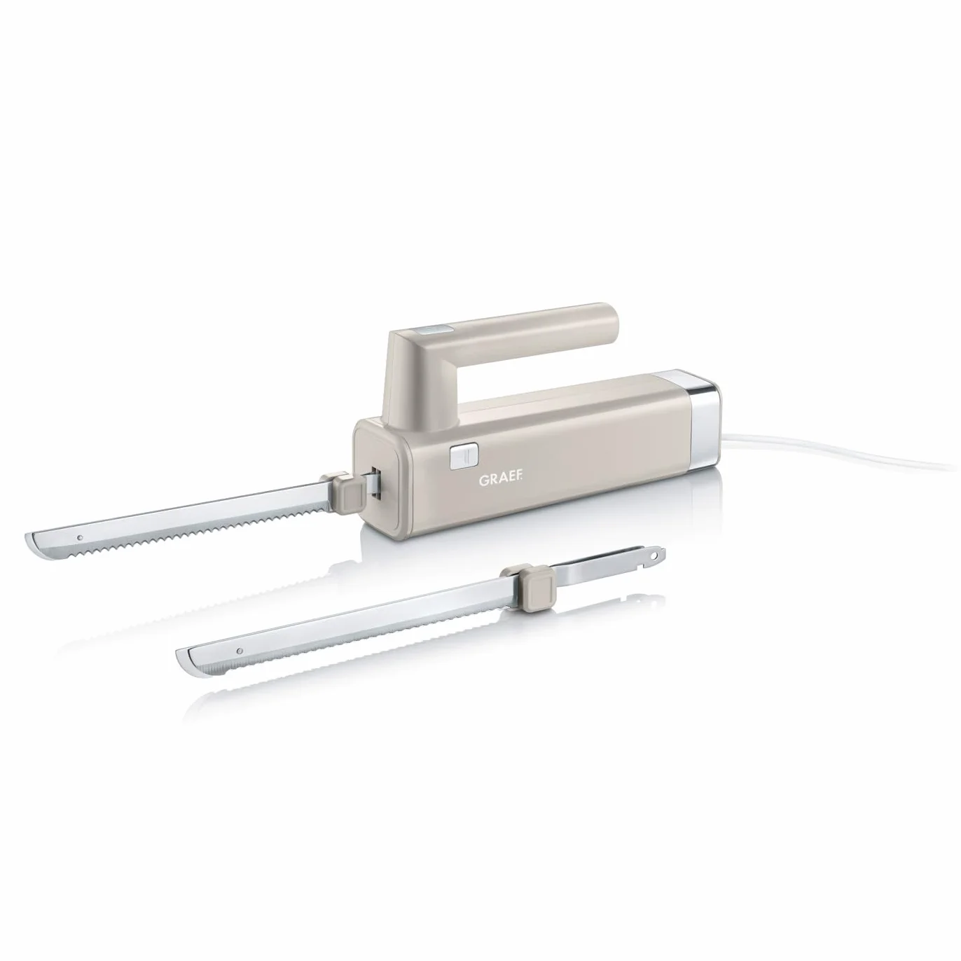 GRAEF. couteau électrique EK508, taupe, couteau à pain électrique pour la cuisine, couteau à viande électrique, couper les tartes, le pain ou la viande congelée, lames interchangeables