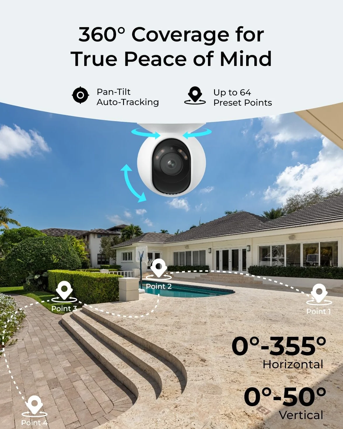 Reolink 4K PoE Security Camera Zewnętrzna kamera IP z kolorowym noktowizorem, obrotem 355° i pochyleniem 50°, automatycznym śledzeniem, inteligentnym wykrywaniem E1 Outdoor SE PoE