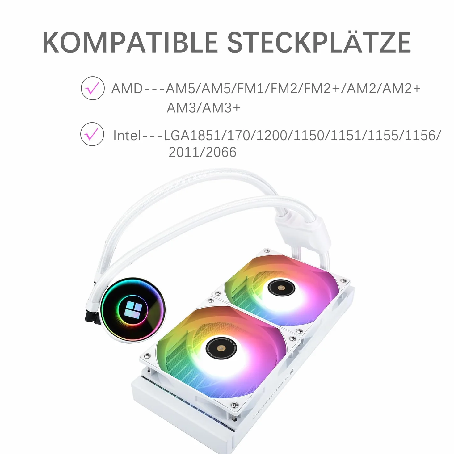 TR-Thermalright Frozen Notte 240 White ARGB V2 ciekły procesor chłodzący - nieskończony efekt świetlny, 240 mm chłodzenie Aio, podwójny wentylator PWM, 2000 RM, do AMD AM4/AM5, Intel LGA1851/1700/115x