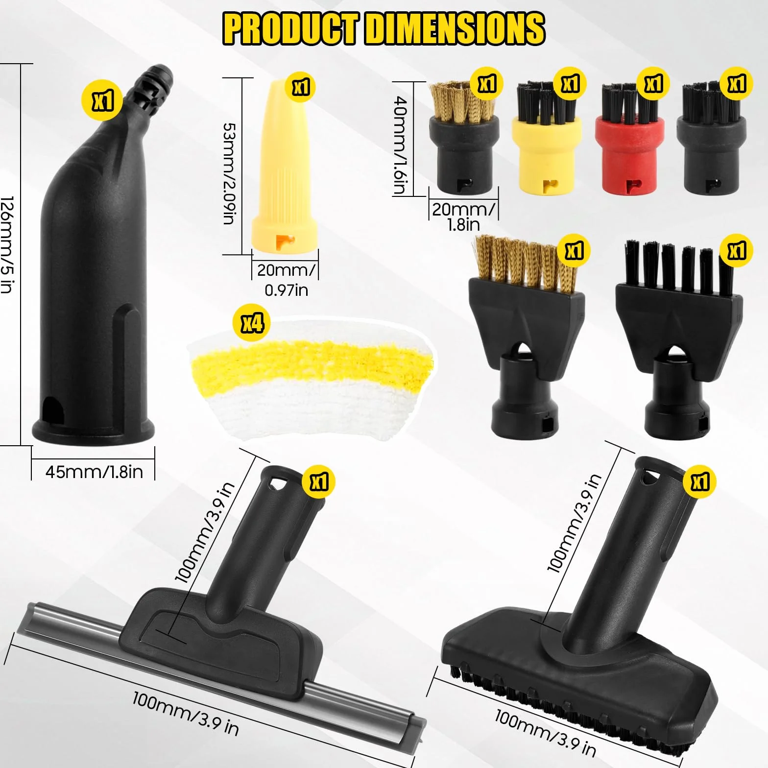 Kit 18 Accessoires Nettoyeur Vapeur Kärcher EasyFix SC1 SC2 SC3 SC4 SC5 - Buses Brosses Raclette Chiffons Microfibre