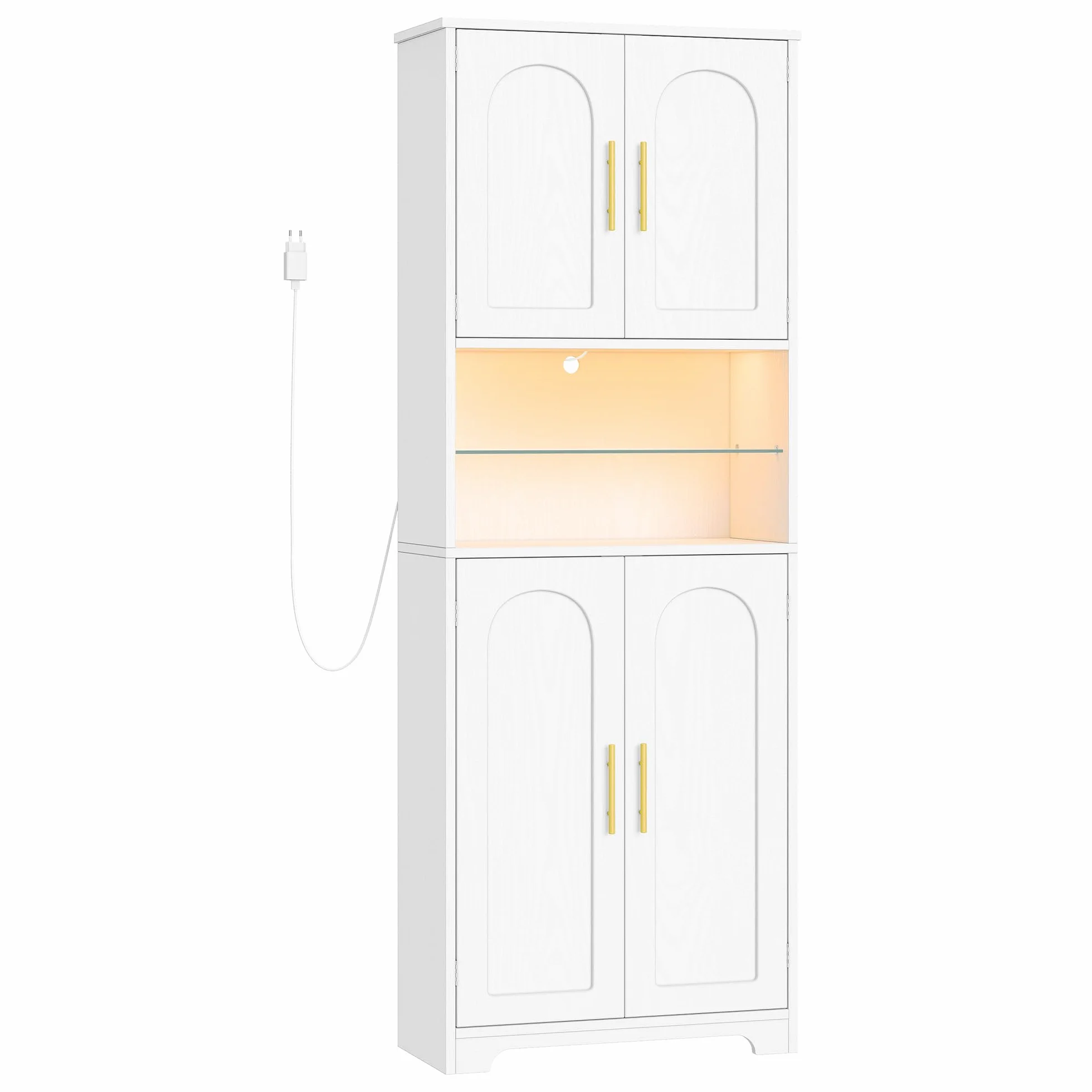 Hzuaneri Meuble Colonne Salle de Bain, Meuble de Rangement, Armoire de Rangement, Placard Rangement, Armoire de Salle de Bain avec 4 Portes, 30 x 60 x 170 cm, Bois Blanc SC68213X