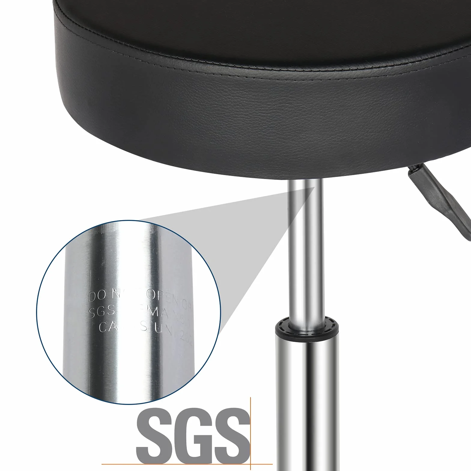Tabouret de Bureau à Roulettes Rotation 360° Hauteur Réglable Noir