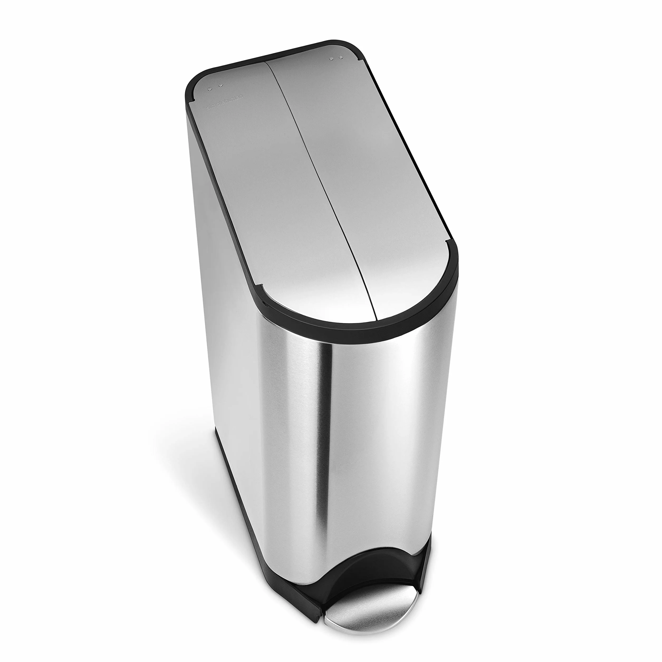 Simplehuman CW2017 poubelle de recyclage papillon étroite 40 litres acier inoxydable brossé Argenté