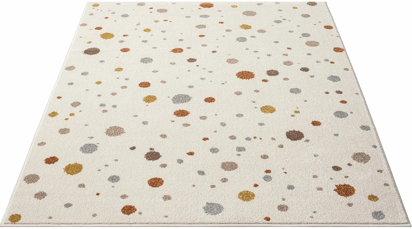 Tapis moderne doux pour enfants 120 x 170 cm crème motif à pois