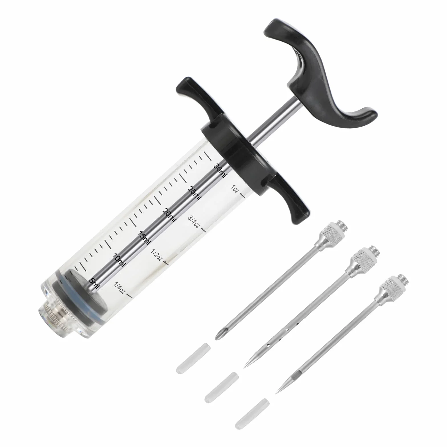 Windfromort Seringue Alimentaire 30 ML - Seringue avec Aiguille en Acier INOX 304-3 Aiguilles pour Confiture et Viande (Rouge)