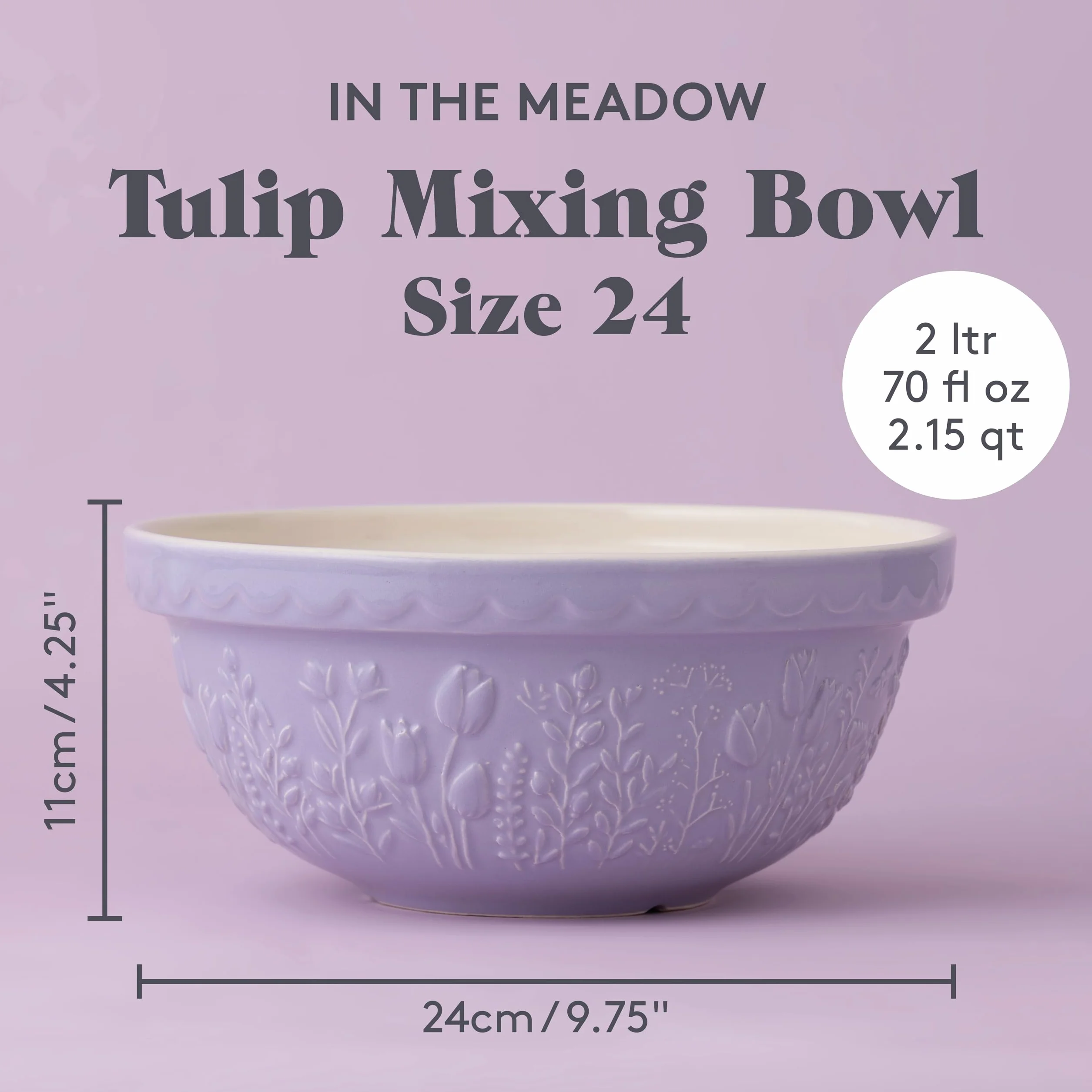 Mason Cash in The Meadow Tulip Bol à mélanger Lilas 24 cm