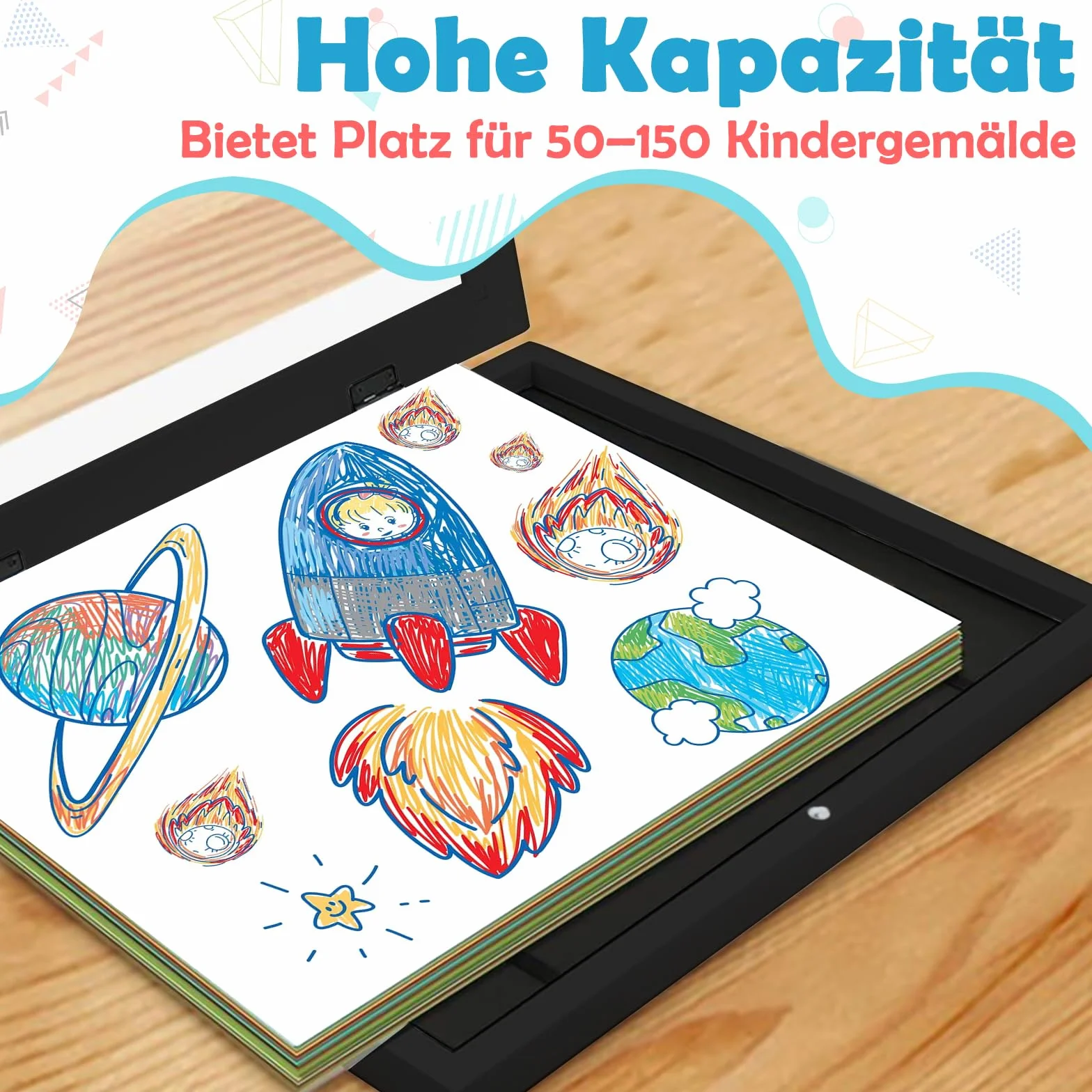 Cadre Dessin Enfant A4 Pliable, Cadre Photo D'art Noir (2PCS)