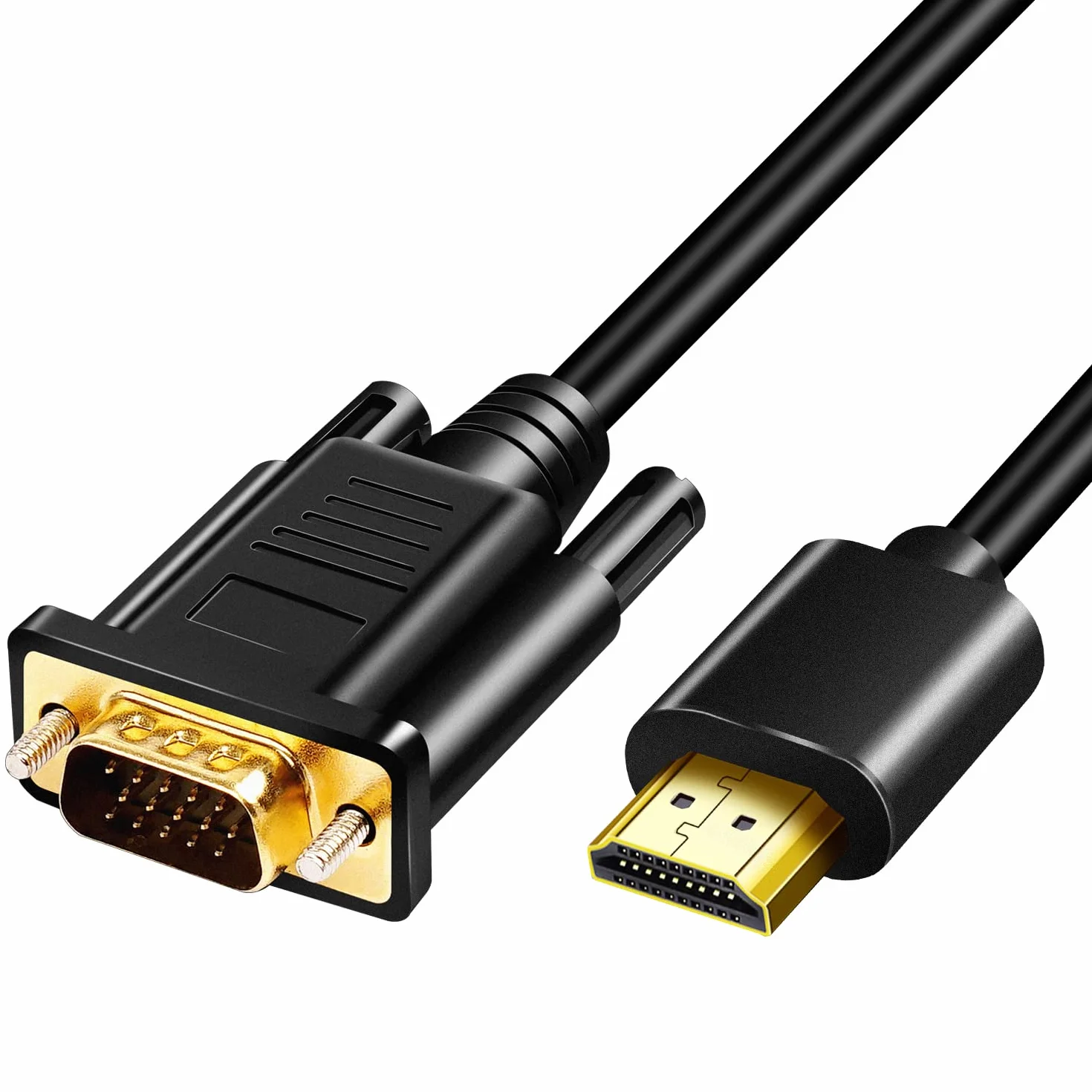 Câble adaptateur HDMI vers VGA plaqué or 1080p 1 m pour ordinateur projecteur HDTV