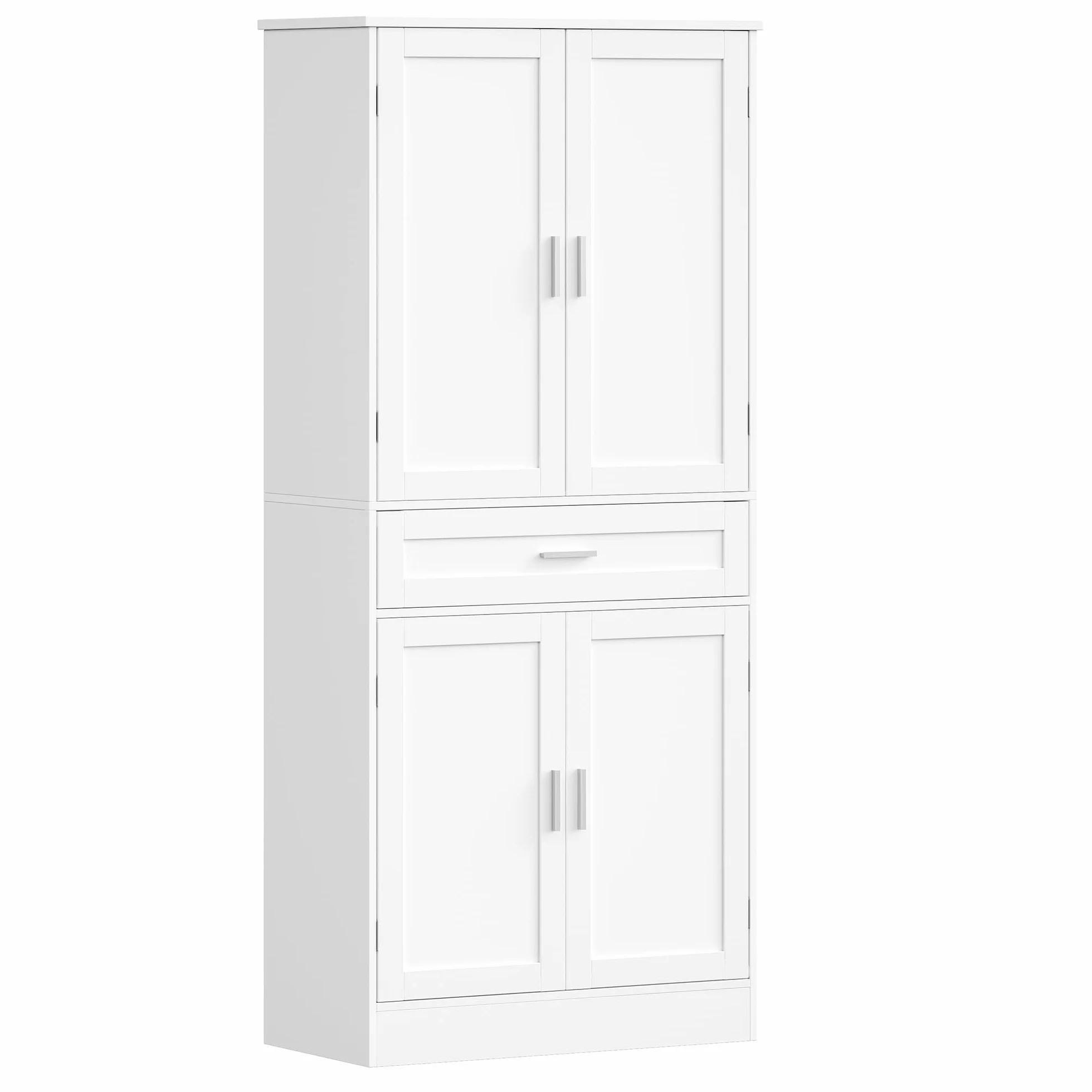 Hzuaneri Meuble Cuisine, Buffe Haute avec Porte-étagère 6 Niveaux, Meuble de Rangement avec 4 Portes et 1 Grand Tiroir, Style Moderne, Cuisine, Salon, 40 x 80 x 180 cm, Blanc PT21003X