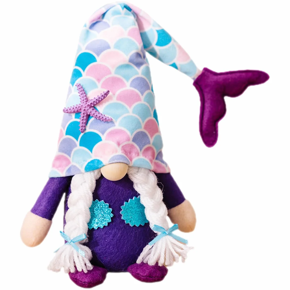 Poupée GNOME Sirène Décorative Queue de Sirène Rose Petite Taille pour Décoration Intérieure Ornement Océanique Maison Fête Plage