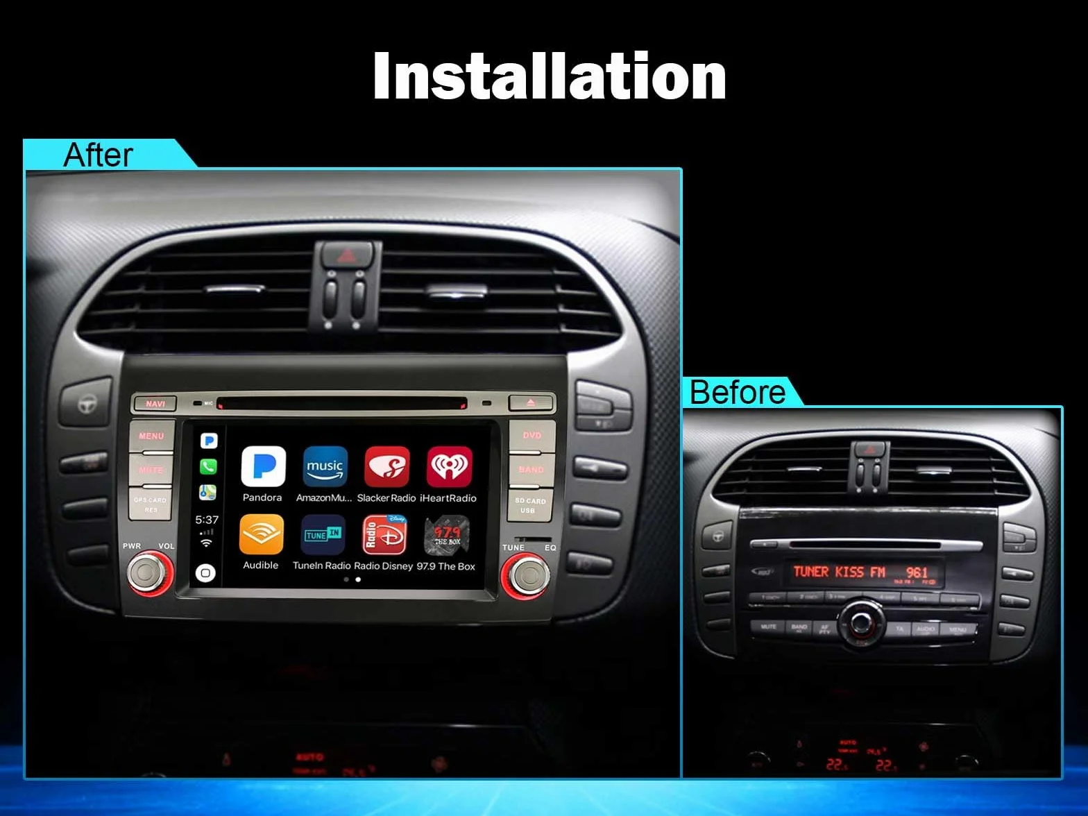 Erisin radio samochodowe 7 cali 8-rdzeniowe 4GB+64GB z systemem Android 14, Bluetooth, nawigacja GPS dla FIAT Bravo 2007-2014, bezprzewodowe CarPlay, Android Auto, WiFi, DSP, DAB+, USB, FM, RDS