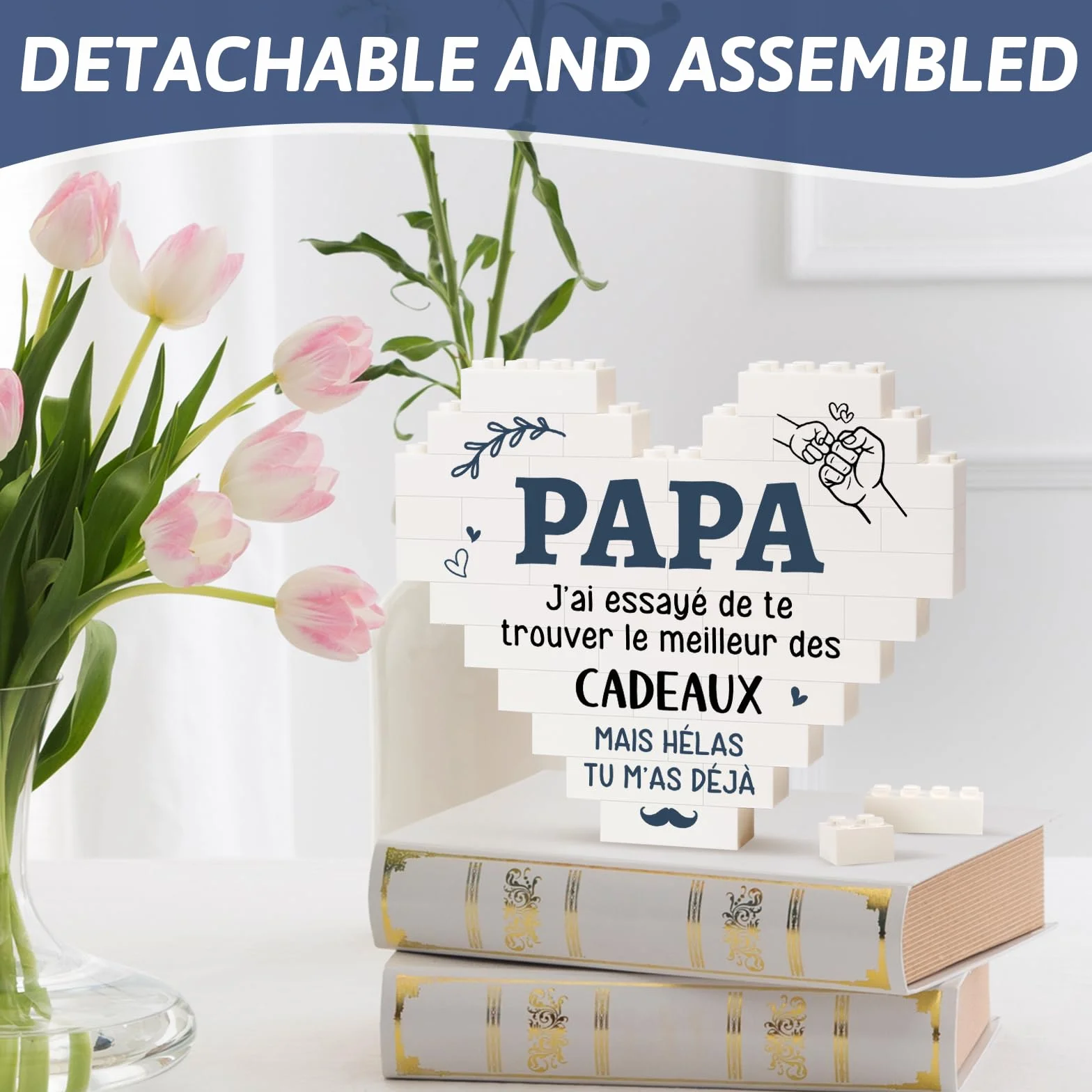 Plaque Cœur Cadeau Fête des Pères Original pour Papa