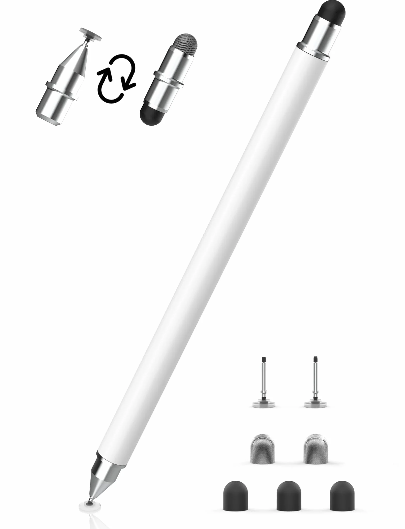 MEKO rysik do tabletu 3 w 1, gumowy rysik do wszystkich telefonów komórkowych/tabletów, iPhone i-Pad Pro Mini iWatch Samsung, Switch,Huawei, Xiaomi, Surface Chromebook itd. czarny + srebrny