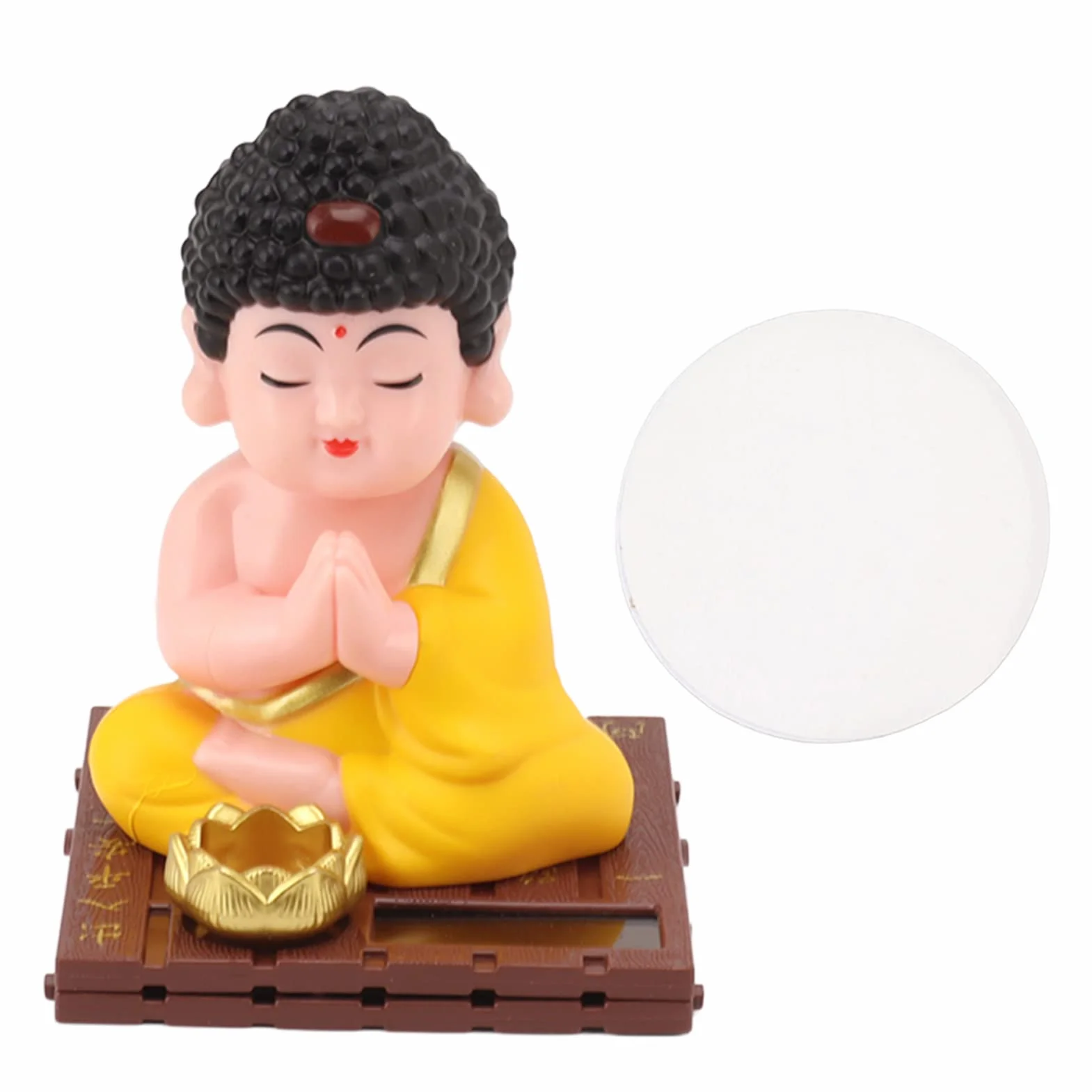 Figurine de Bouddha Hochant la Tête Solaire, Statue en Plastique Couleurs Vives pour Maison Voiture Bureau