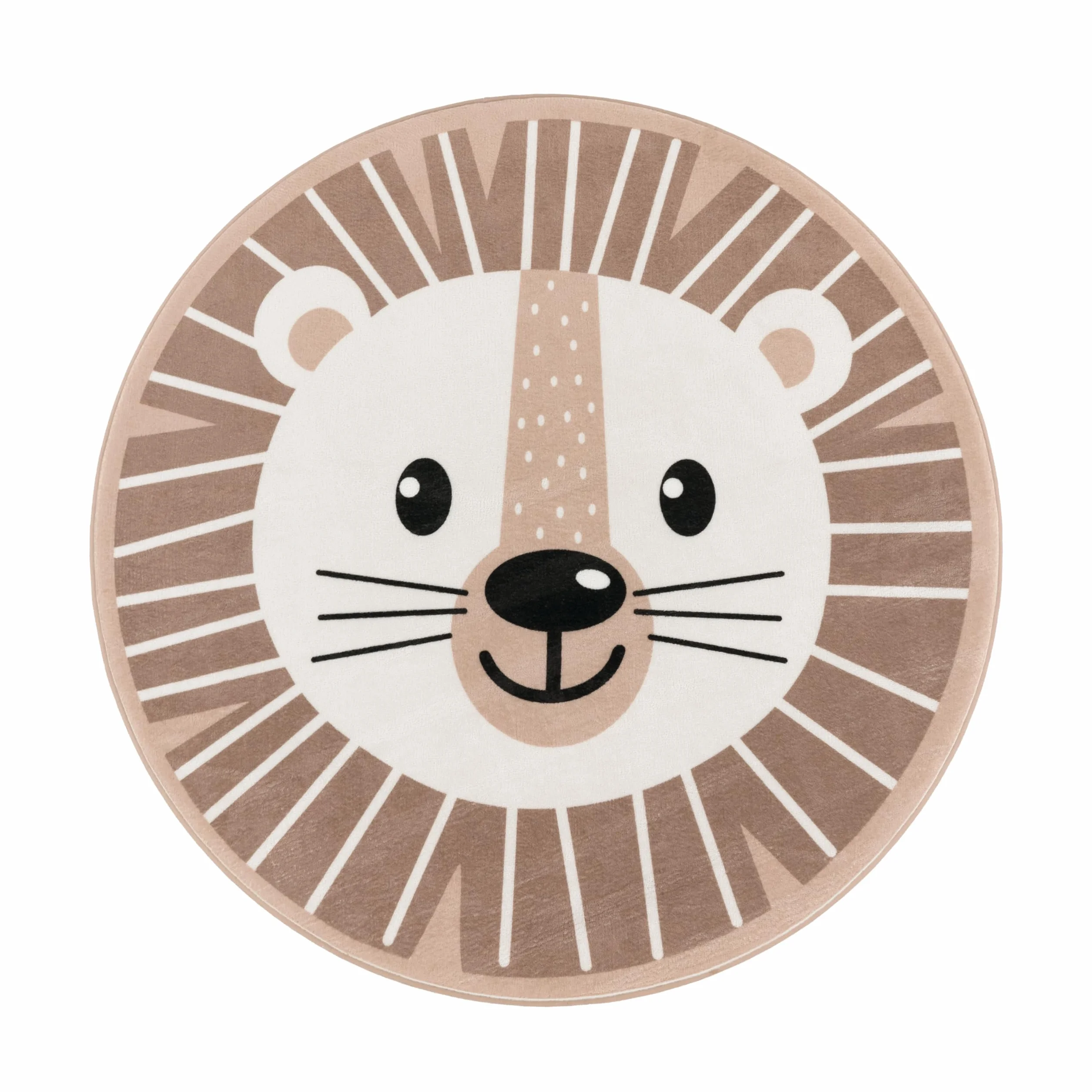 Paco Home Tapis Enfant Rond 120 cm Beige Lune Koala Tête Lion