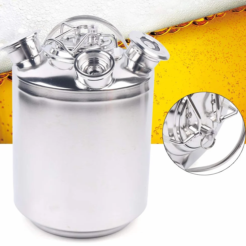 DKTDONG Fût de nettoyage de bière en acier inoxydable de 10 l, récipient de nettoyage, récipient de nettoyage de bière, récipient de nettoyage à 3 têtes avec couvercle, peut être utilisé