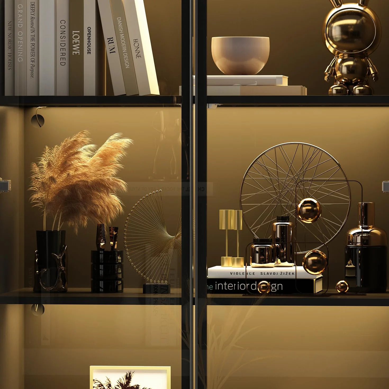 Vitrine en Verre avec éclairage,Meuble de Rangement avec Etagères,Armoire Multifonction en Verre Debout avec étagères à 4 Niveau, Armoire de Salon,40 x 160 x 80 cm,Noir