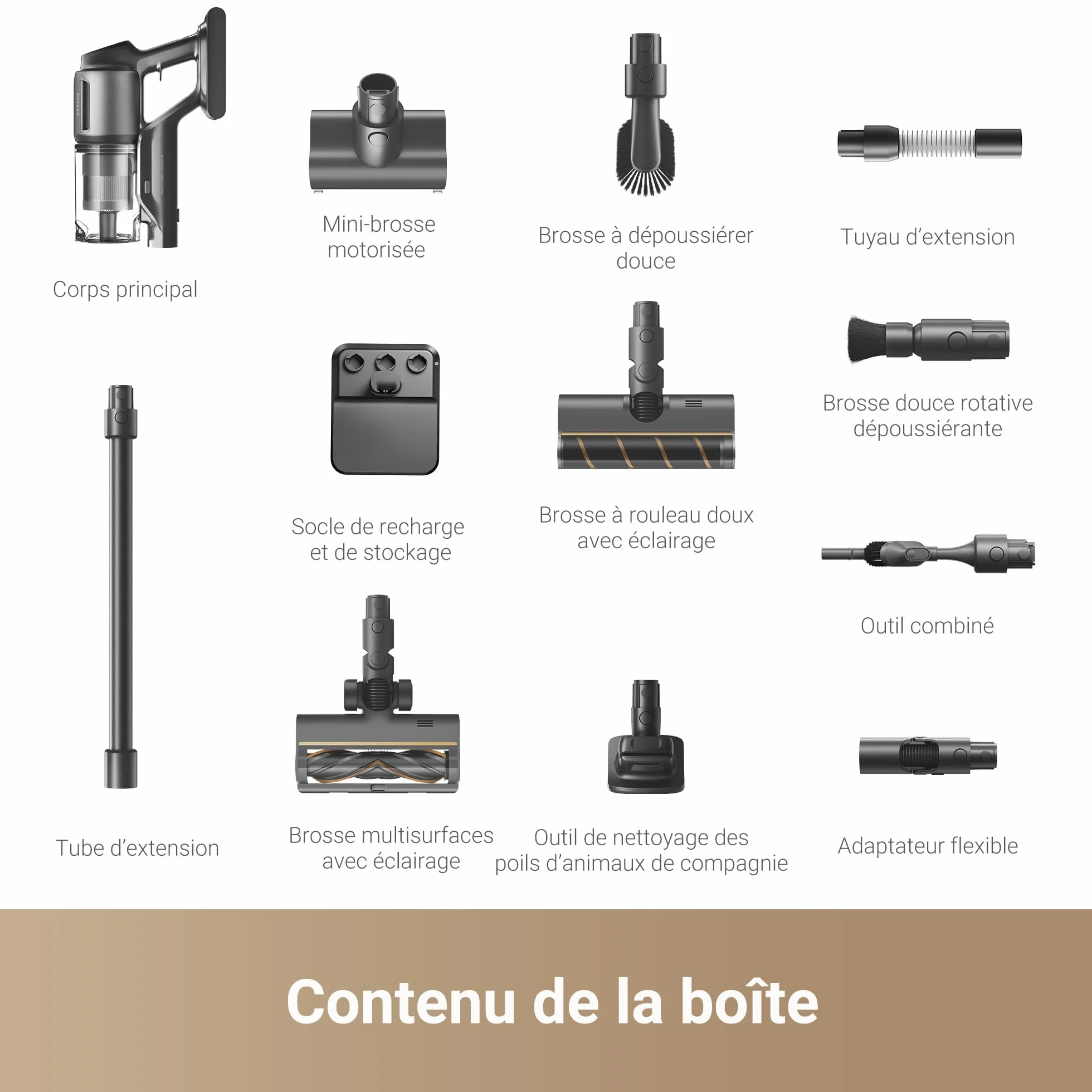 dreame Z30 Aspirateur Balai sans Fil, 28 000PA / 310 AW, Moteur Haute Vitesse, Autonomie 90 Min, Filtre HEPA H14, Technologie de Détection de Poussière, Élimination des Poils d’Animaux de Compagnie