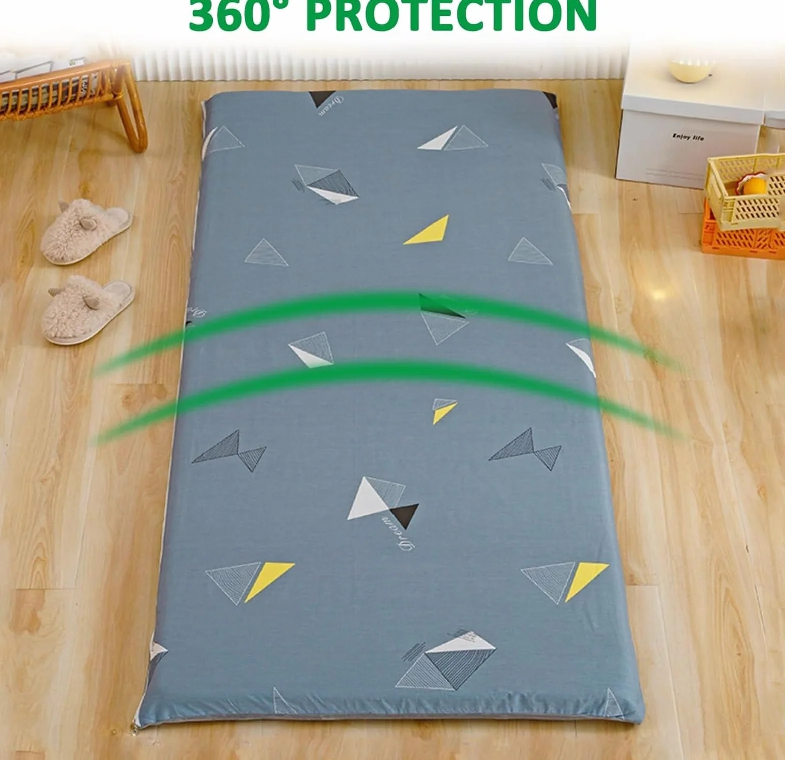 Housse de Matelas Imprimée avec Fermeture Éclair, pour Matelas Futon Japonais Traditionnel, 80x190cm