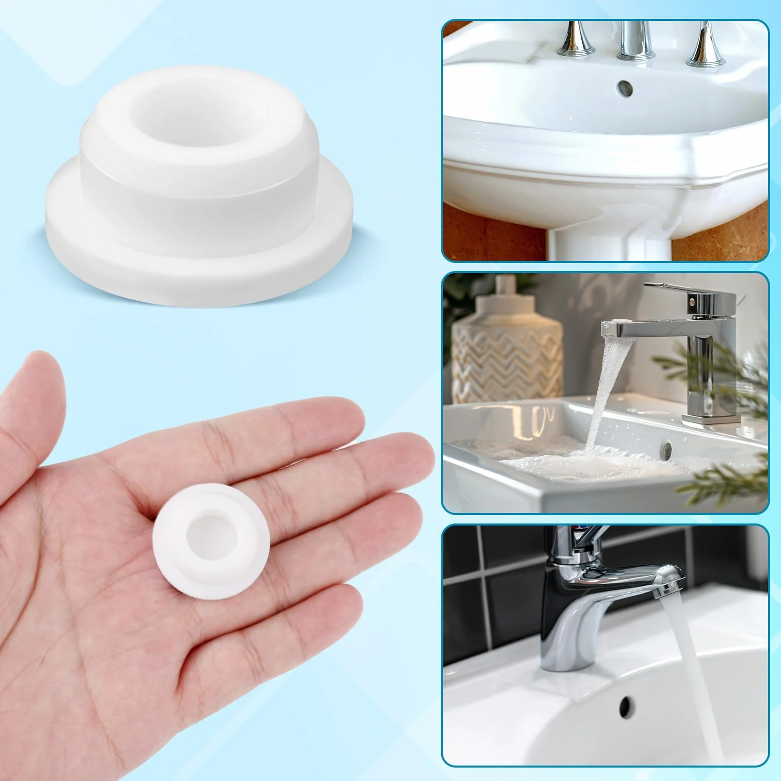 Gosknor Caoutchouc Évier Débordement Couverture Silicone Drain Bouchon Baignoire Rond Trou Insert Bassin Cuisine Salle de Bain