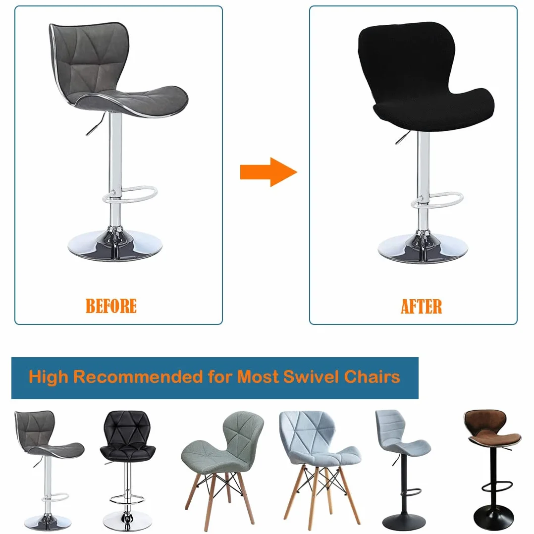Levoberg 4PCS Housse de Tabouret de Bar Incurvé Extensible avec Dossier Élastique Noir