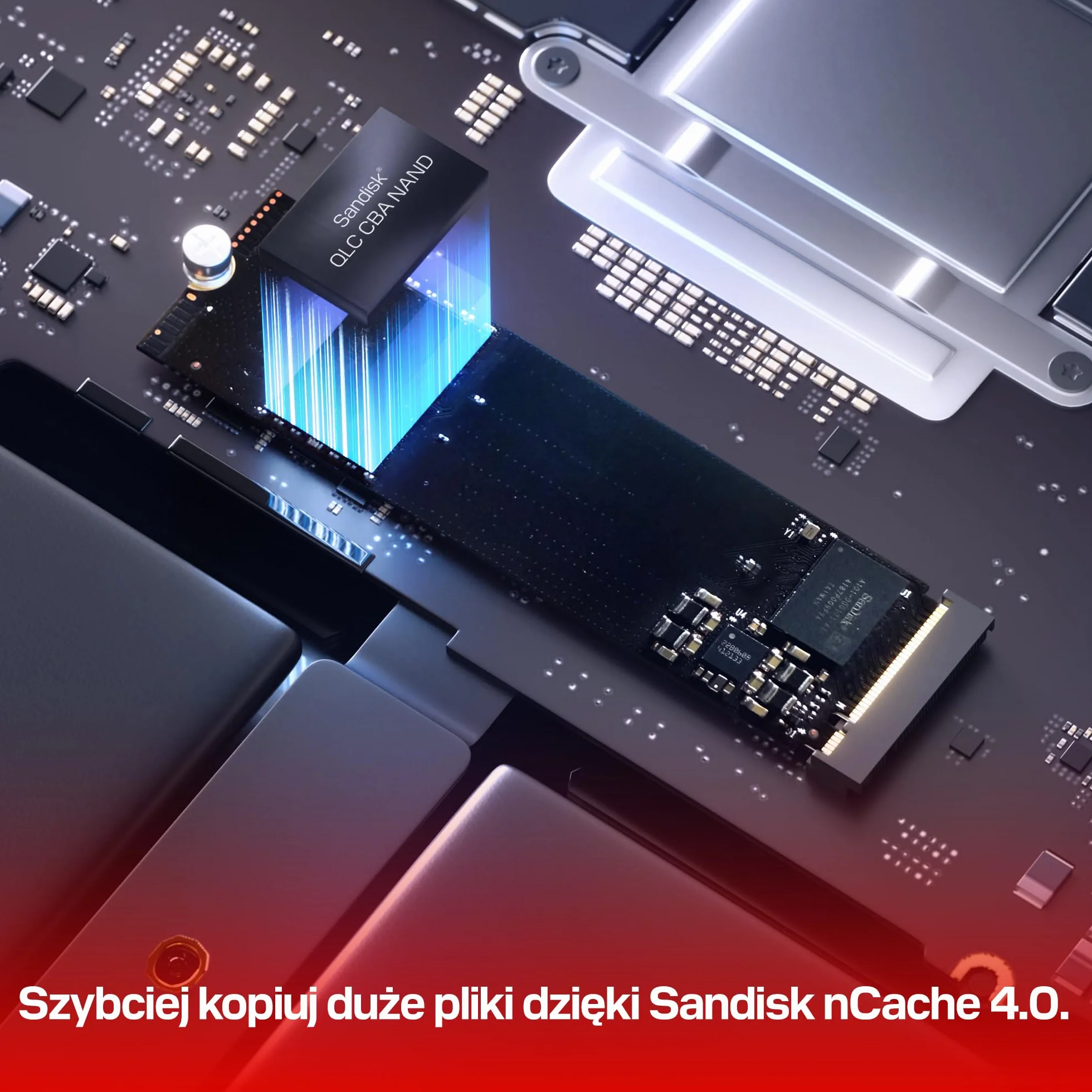 WD Blue SN5100 500 GB NVMe SSD (odczyt do 6 600 MB/s, M.2 2280, PCIe Gen 4.0, nCache 4.0, technologia Sandisk 3D CBA NAND, oprogramowanie do migracji danych Acronis True Image)