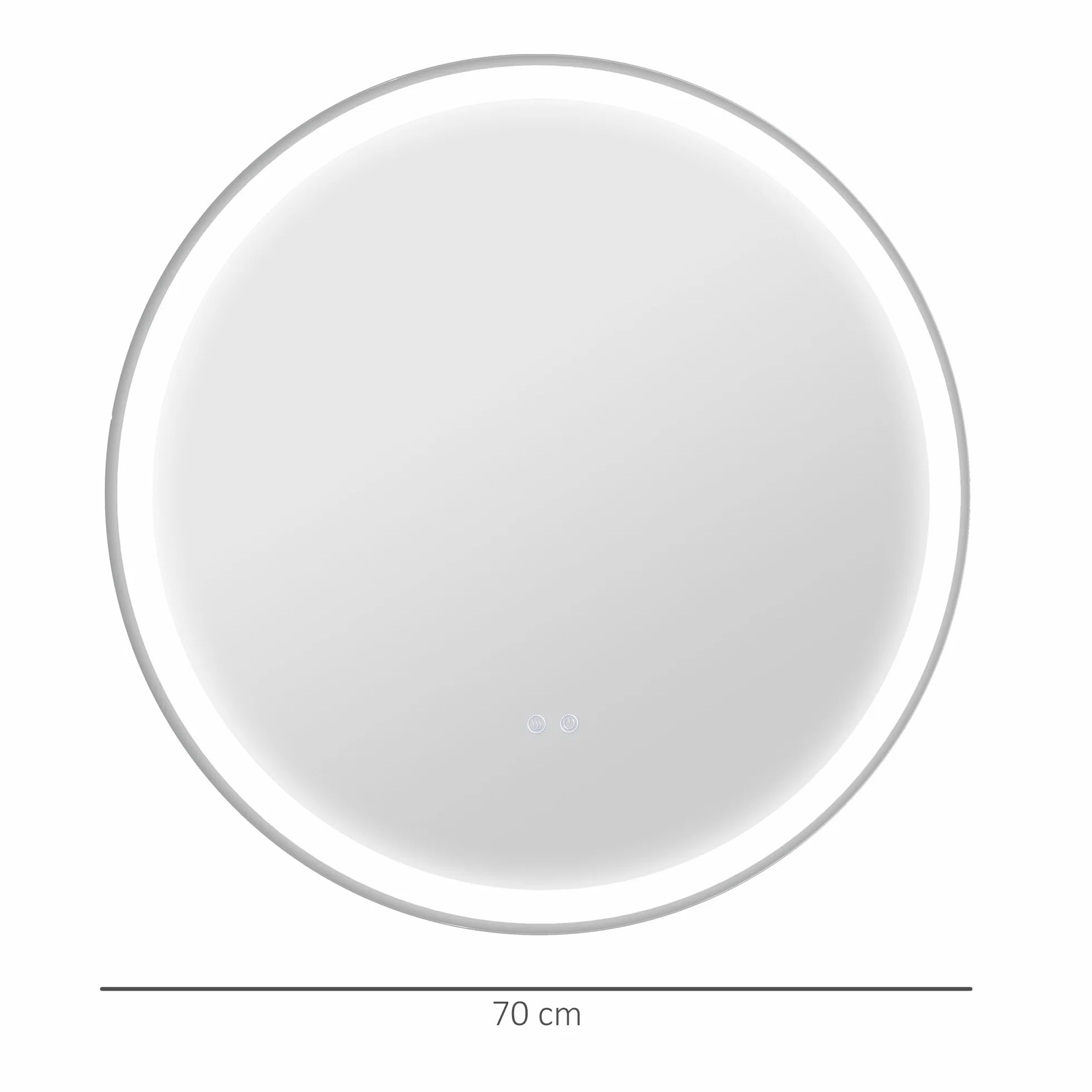 kleankin Miroir Salle de Bain avec éclairage Ø 70 cm Miroir Rond Lumineux 3 Couleurs Interrupteur Tactile système antibuée 23W Blanc Argent