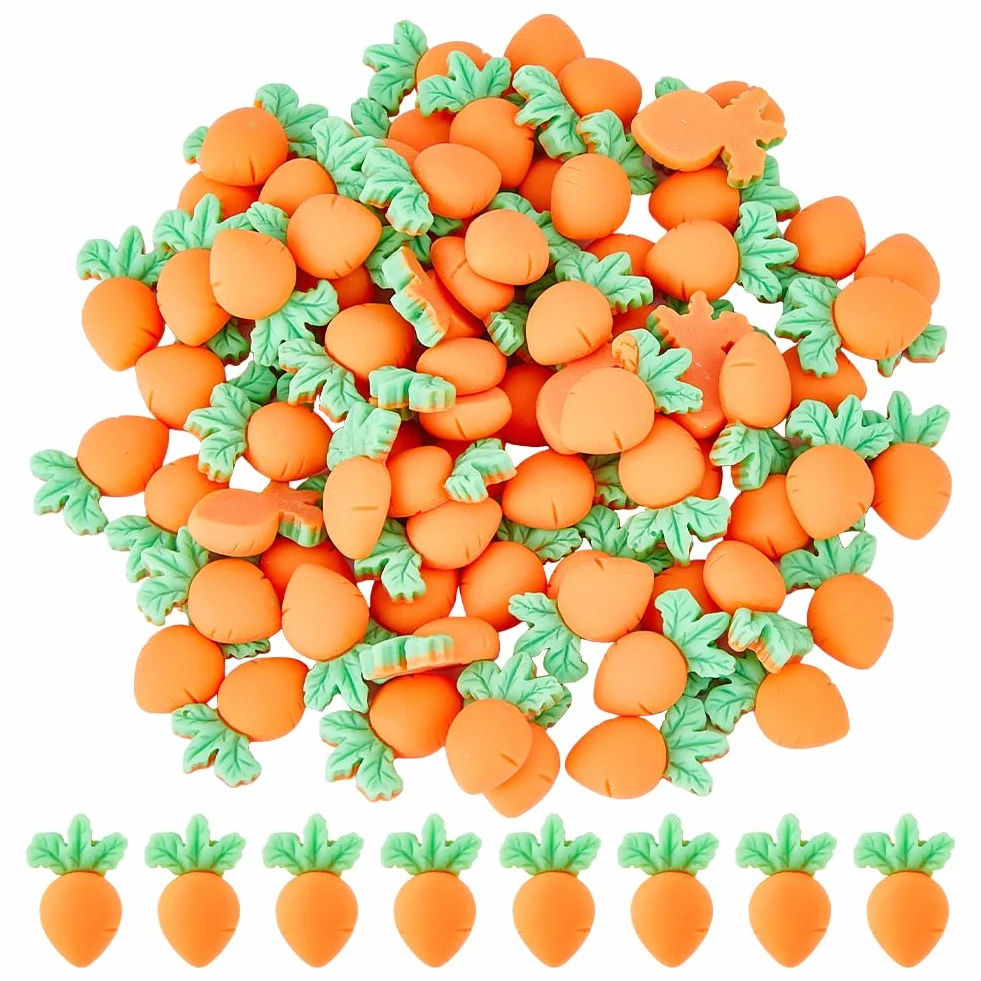SUPERFINDINGS 80Pcs Mini Cabochons Carotte de Pâques en Résine Légumes Décoratifs Bunny Carrots Flatbacks Ornaments